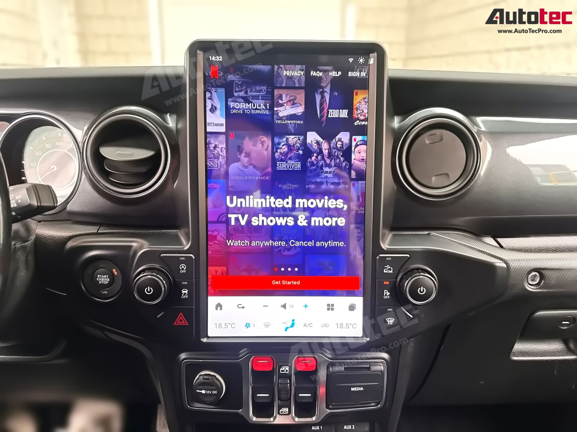 Jeep Wrangler (2018 – 2023) 13.6″ IPS HD Touch-Screen Navigation & Infotainment System | Android 13 | GPS | BT | Wifi | CarPlay