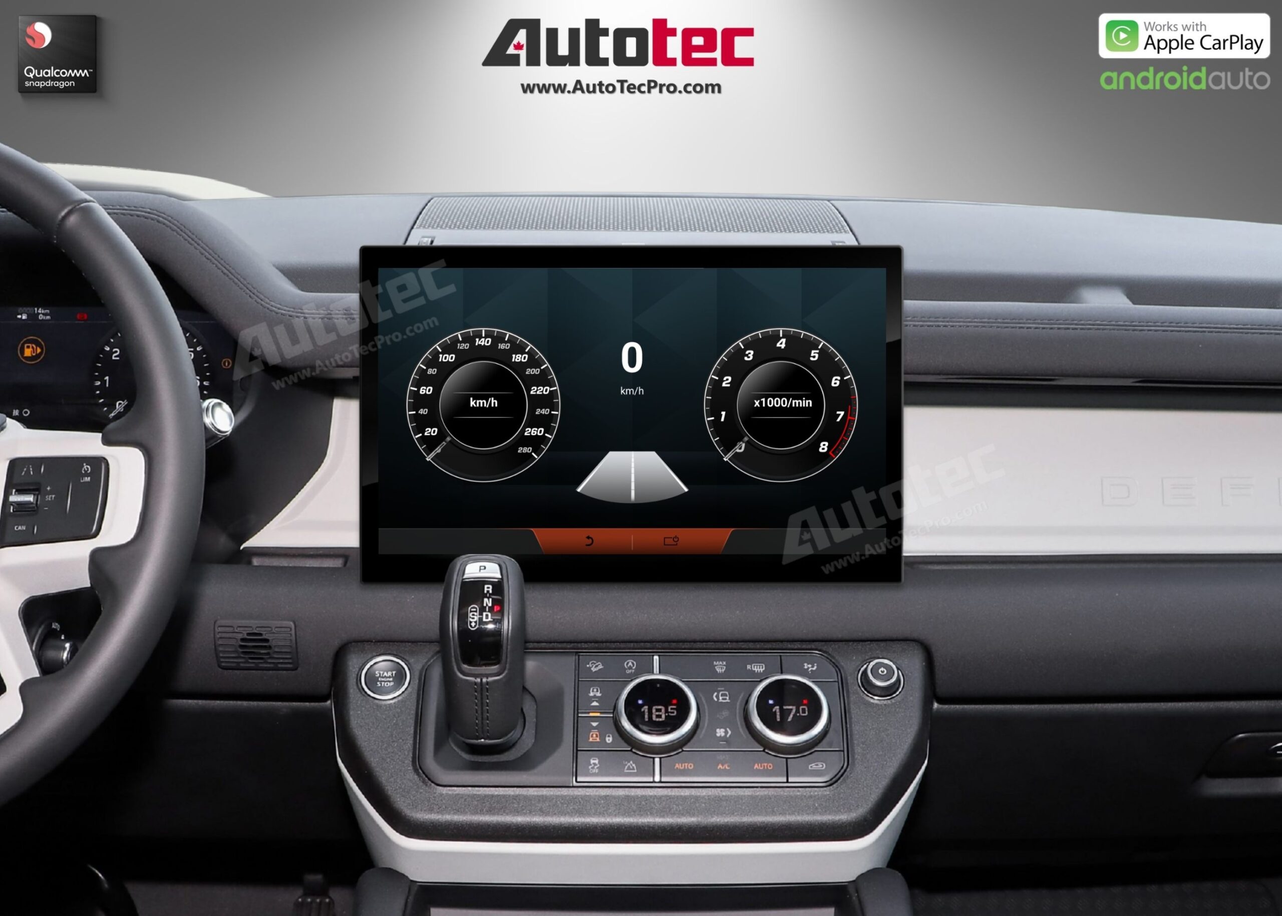 Land Rover Defender (2018 – 2024) 13.3″ HD IPS Touch-Screen Navigation & Infotainment System | Android 13 | GPS | BT | Wifi | CarPlay | PIVI | 4G LTE