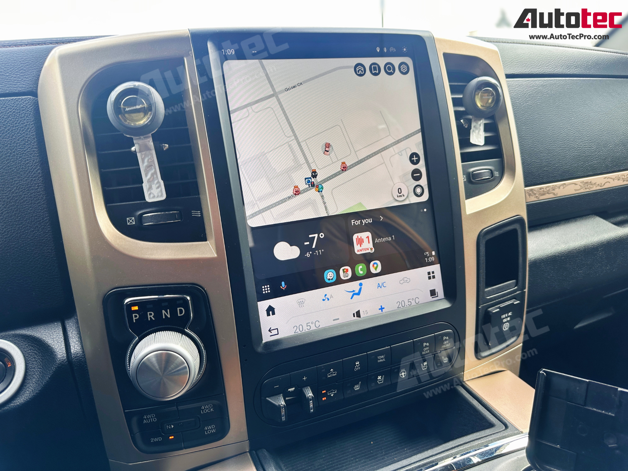 Dodge RAM (2013 – 2022) 12.1″ HD Tesla-Style Navigation & Infotainment System | Android 13 | GPS | BT | Wifi | CarPlay | Android Auto | 4G LTE