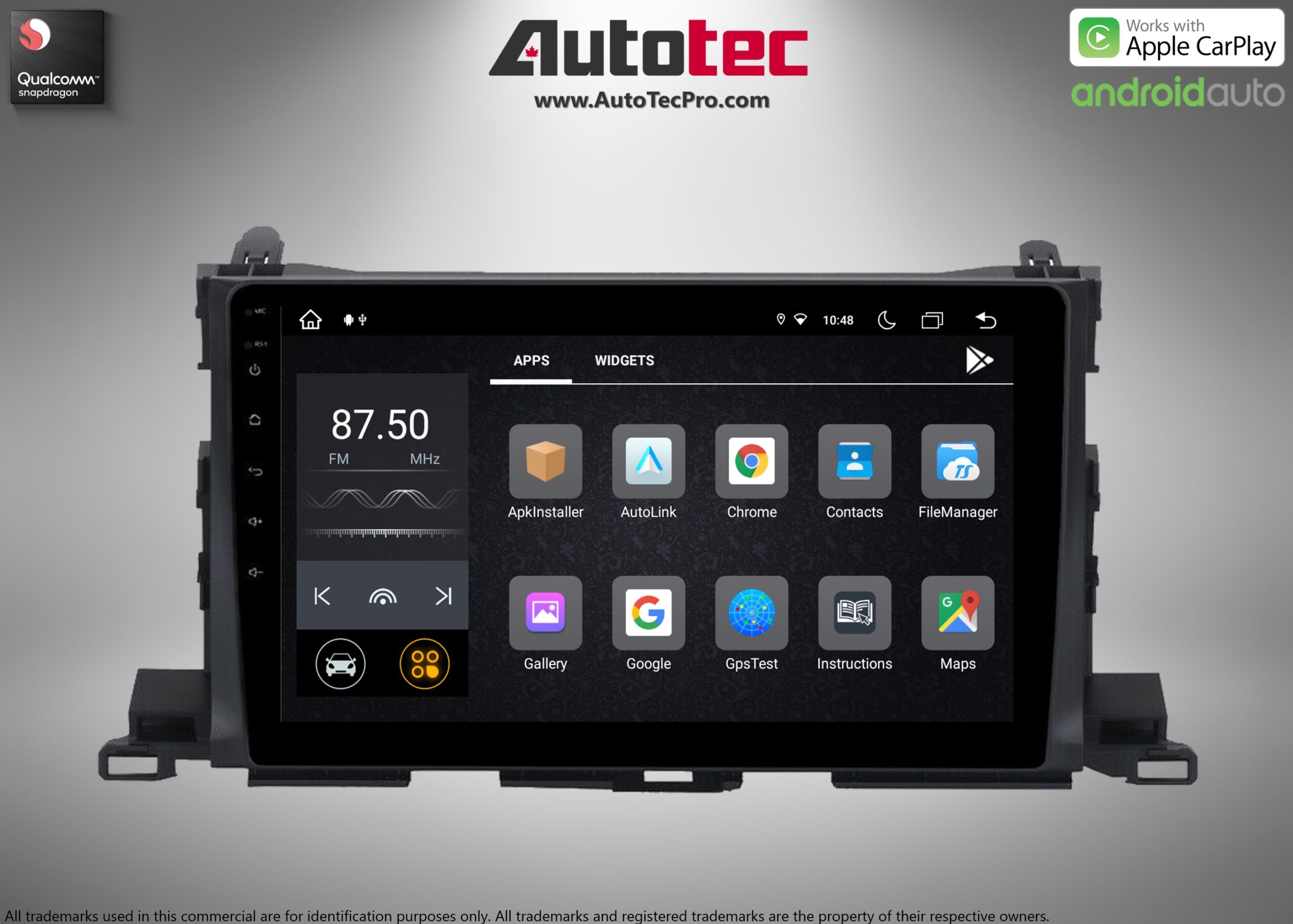 Toyota Highlander (2014 – 2019) 10.2″ HD Touch-Screen Android Navigation System | Android 13 | GPS | BT | WiFi | Camera | CarPlay