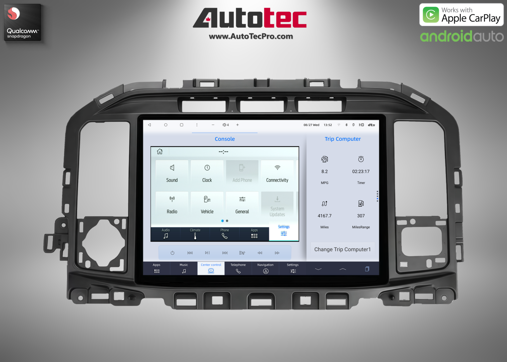 Ford F150 F250 F350 F450 F650 (2021 – 2026) 13.2″ IPS 2K QHD Touch-Screen Navigation & Infotainment System | Android 13 | GPS | BT | Wifi | CarPlay | SYNC 4 | 4G LTE