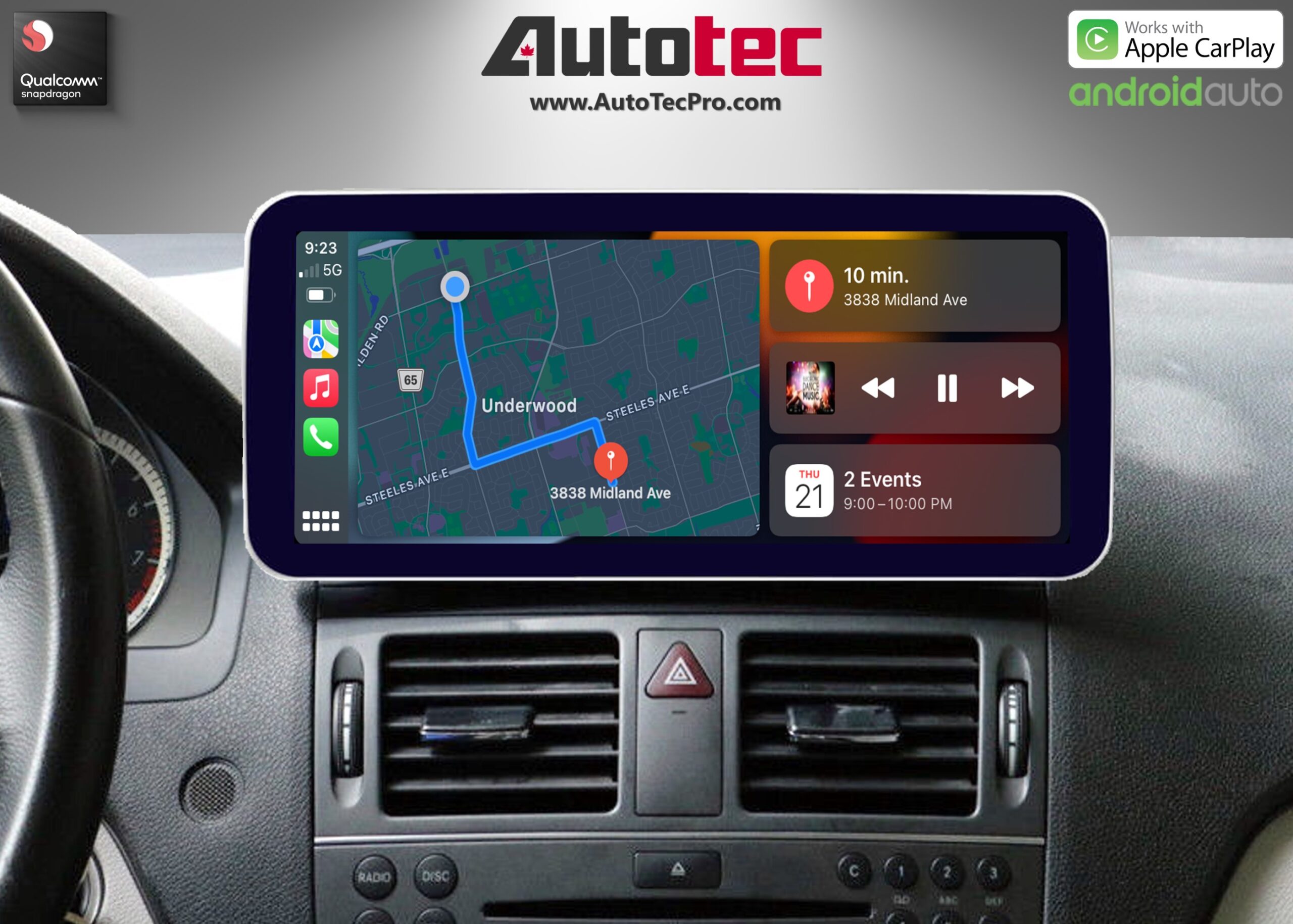 Mercedes-Benz C-Class (2007-2011 | W204) Direct-Fit 10.25″ / 12.3″ HD IPS Touch-Screen Android Navigation System | Android 14 | GPS | BT | Wifi | 4G LTE | Camera | CarPlay