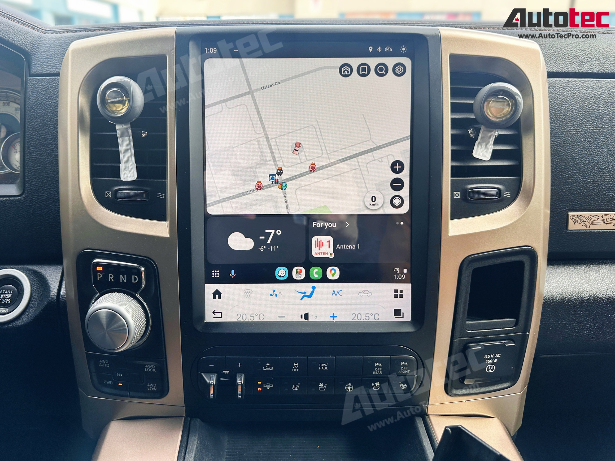 Dodge RAM (2013 – 2022) 12.1″ HD Tesla-Style Navigation & Infotainment System | Android 13 | GPS | BT | Wifi | CarPlay | Android Auto | 4G LTE