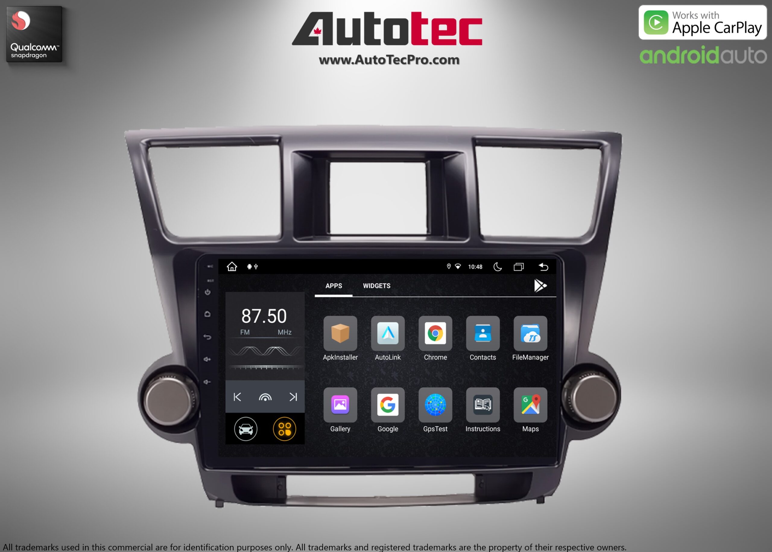 Toyota Highlander (2008 – 2013) 10.1″ HD Touch-Screen Android Navigation System | Android 13 | GPS | BT | WiFi | Camera | CarPlay