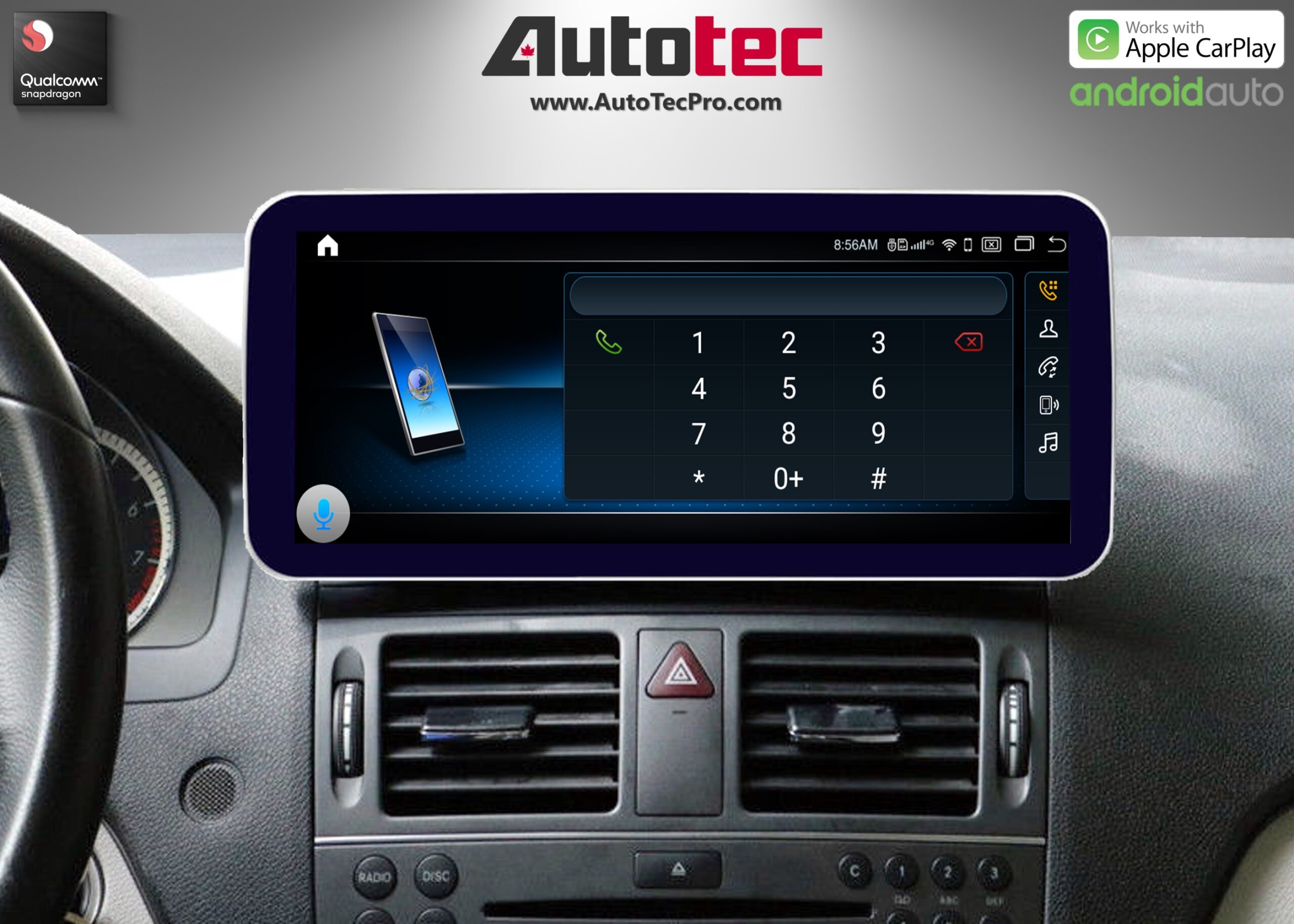 Mercedes-Benz C-Class (2007-2011 | W204) Direct-Fit 10.25″ / 12.3″ HD IPS Touch-Screen Android Navigation System | Android 14 | GPS | BT | Wifi | 4G LTE | Camera | CarPlay