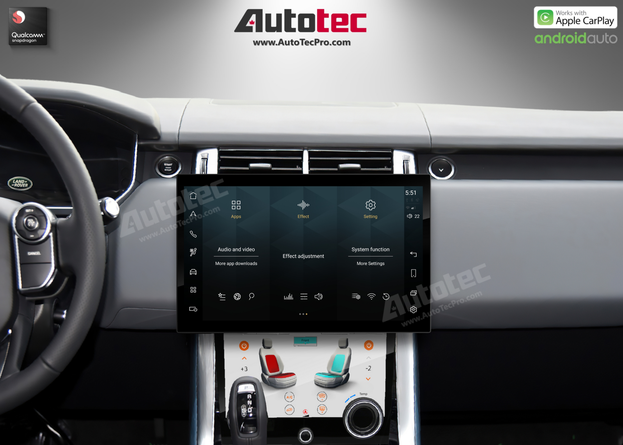 Land Rover Range Rover Vogue | Sport | Evoque (2013 – 2018) 13.3″ HD IPS Touch-Screen Navigation & Infotainment System | Android 14 | GPS | BT | Wifi | CarPlay | Bosch | Harman | 4G LTE