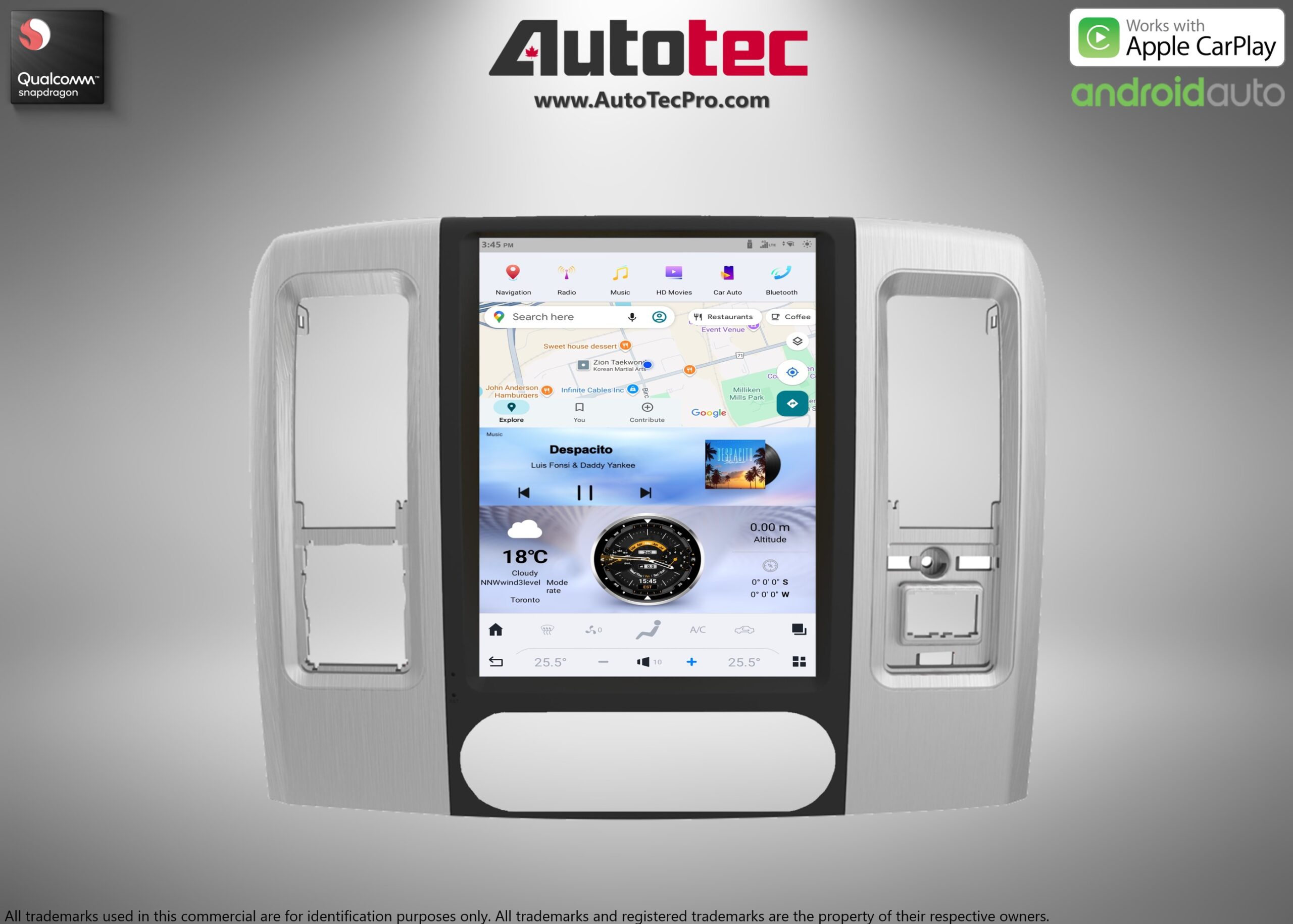 Dodge RAM (2009 – 2012) IPS HD Tesla-Style Navigation & Infotainment System | Android 13 | GPS | BT | Wifi | CarPlay | Android Auto | 4G LTE