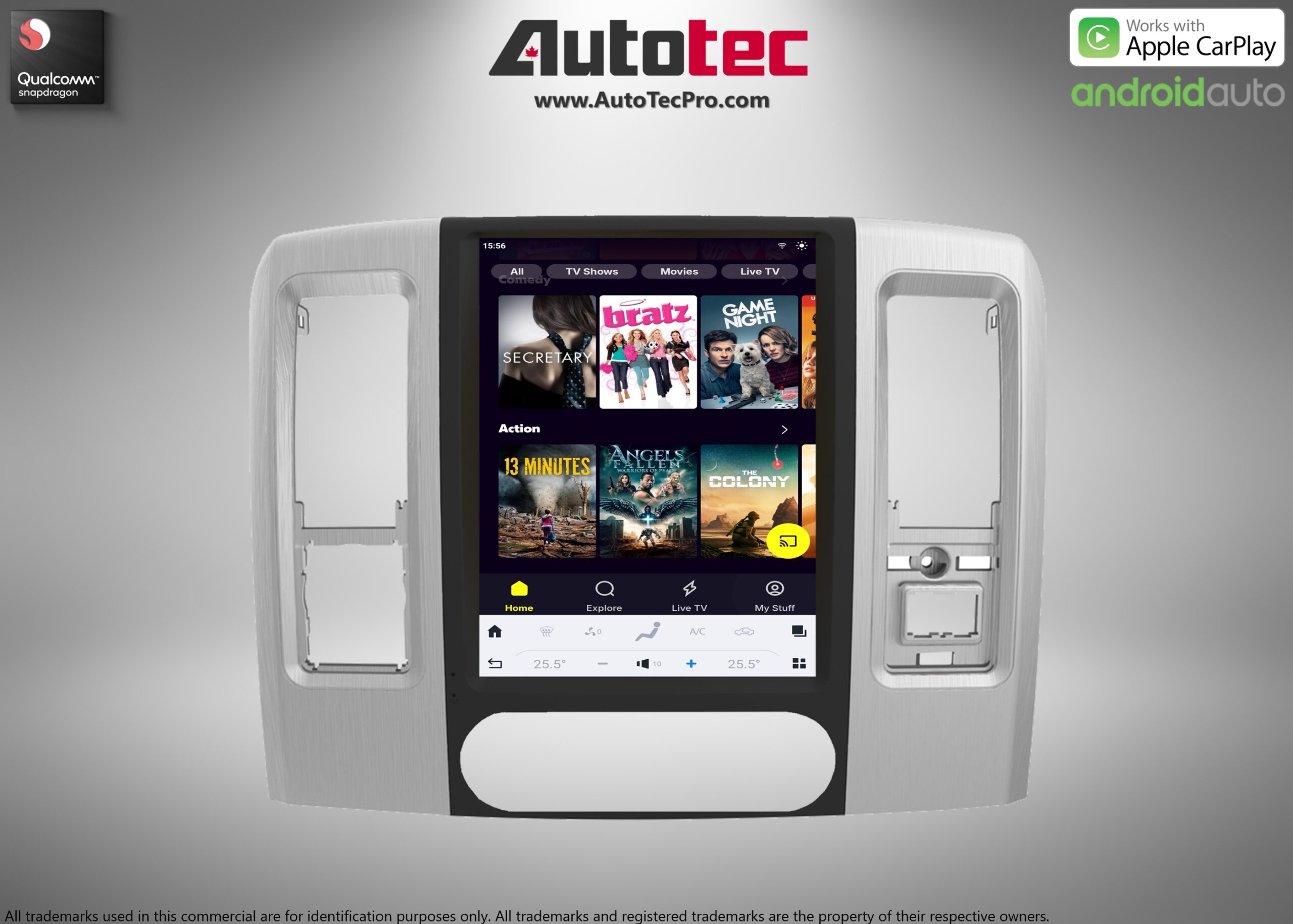 Dodge RAM (2009 – 2012) IPS HD Tesla-Style Navigation & Infotainment System | Android 13 | GPS | BT | Wifi | CarPlay | Android Auto | 4G LTE