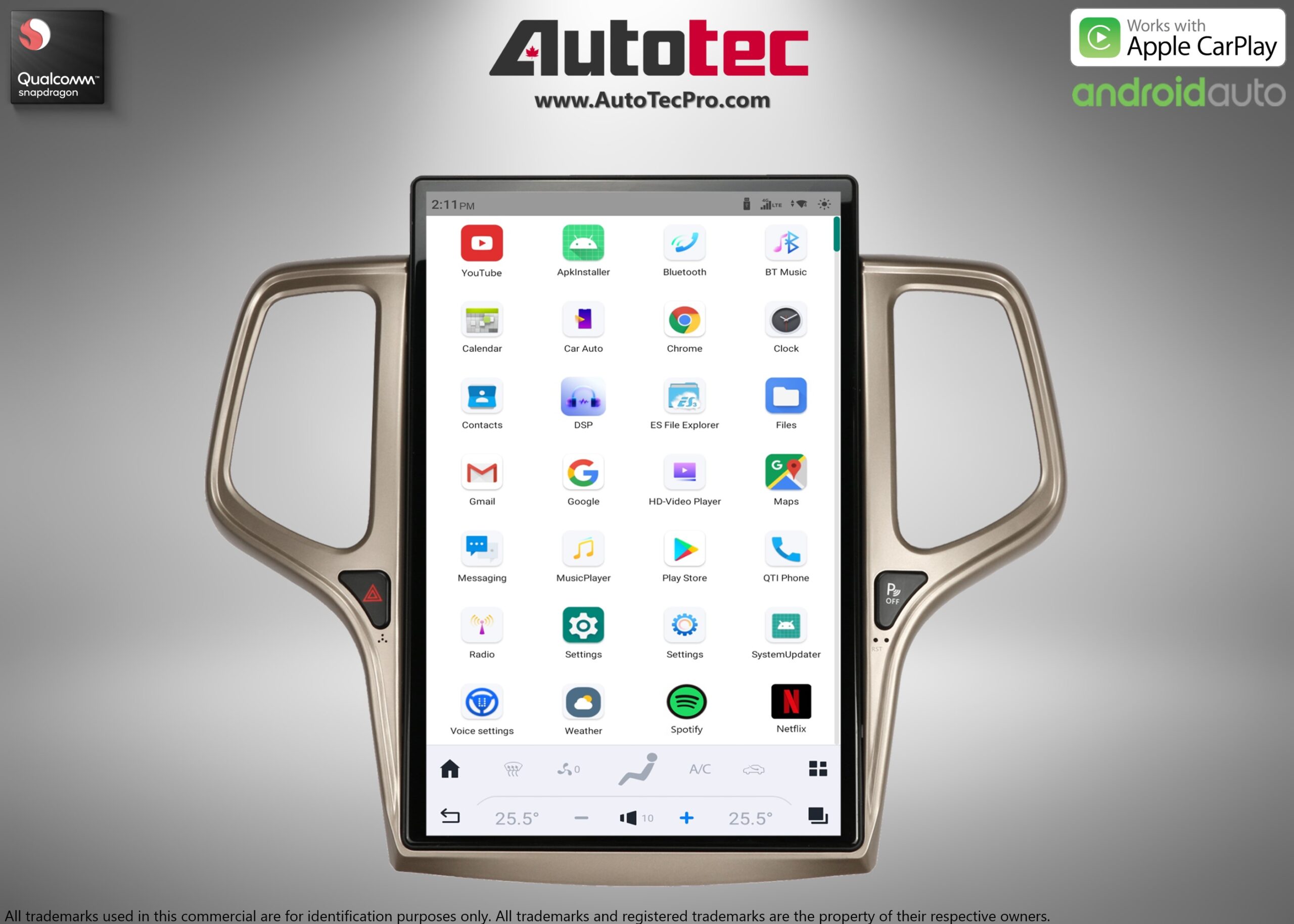 Jeep Grand Cherokee (2014 – 2021) 14.4″ IPS QHD 2K Touch-Screen Android Navigation System | Android 13 | GPS | BT | Wifi | CarPlay | Android Auto | 4G LTE