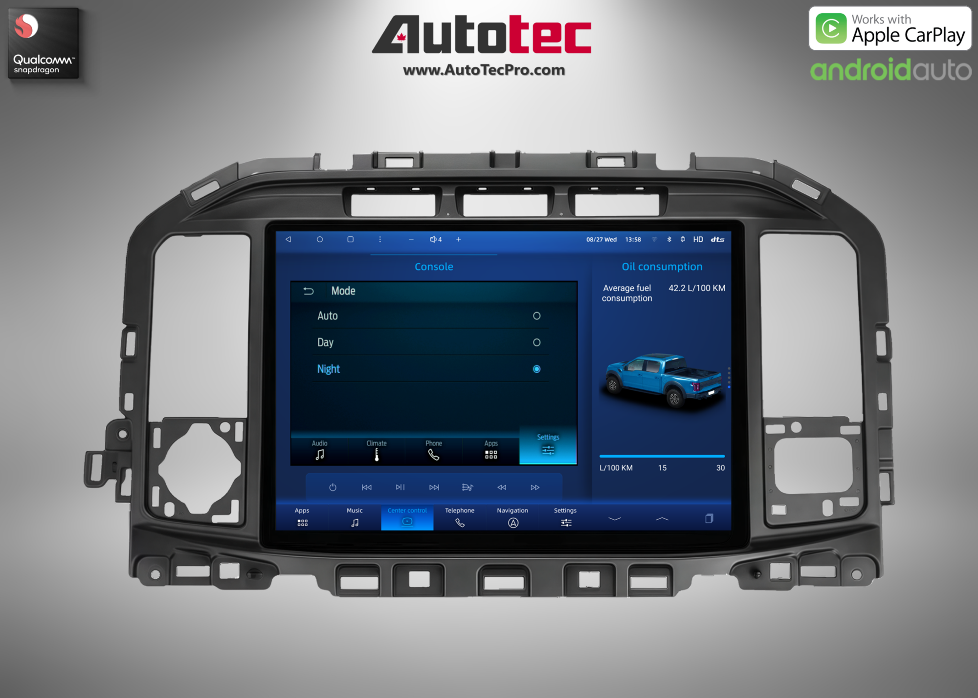 Ford F150 F250 F350 F450 F650 (2021 – 2026) 13.2″ IPS 2K QHD Touch-Screen Navigation & Infotainment System | Android 13 | GPS | BT | Wifi | CarPlay | SYNC 4 | 4G LTE