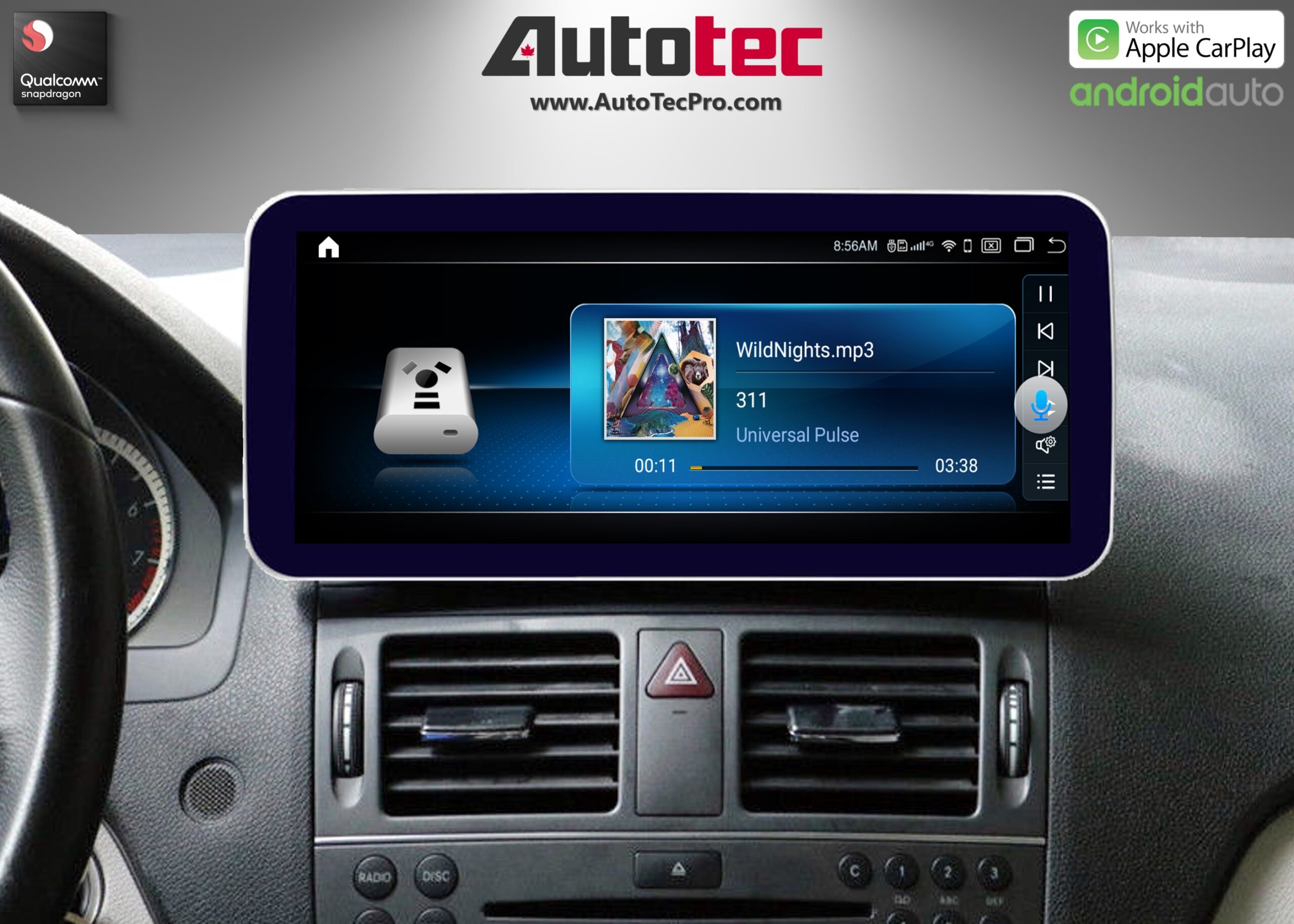 Mercedes-Benz C-Class (2007-2011 | W204) Direct-Fit 10.25″ / 12.3″ HD IPS Touch-Screen Android Navigation System | Android 14 | GPS | BT | Wifi | 4G LTE | Camera | CarPlay