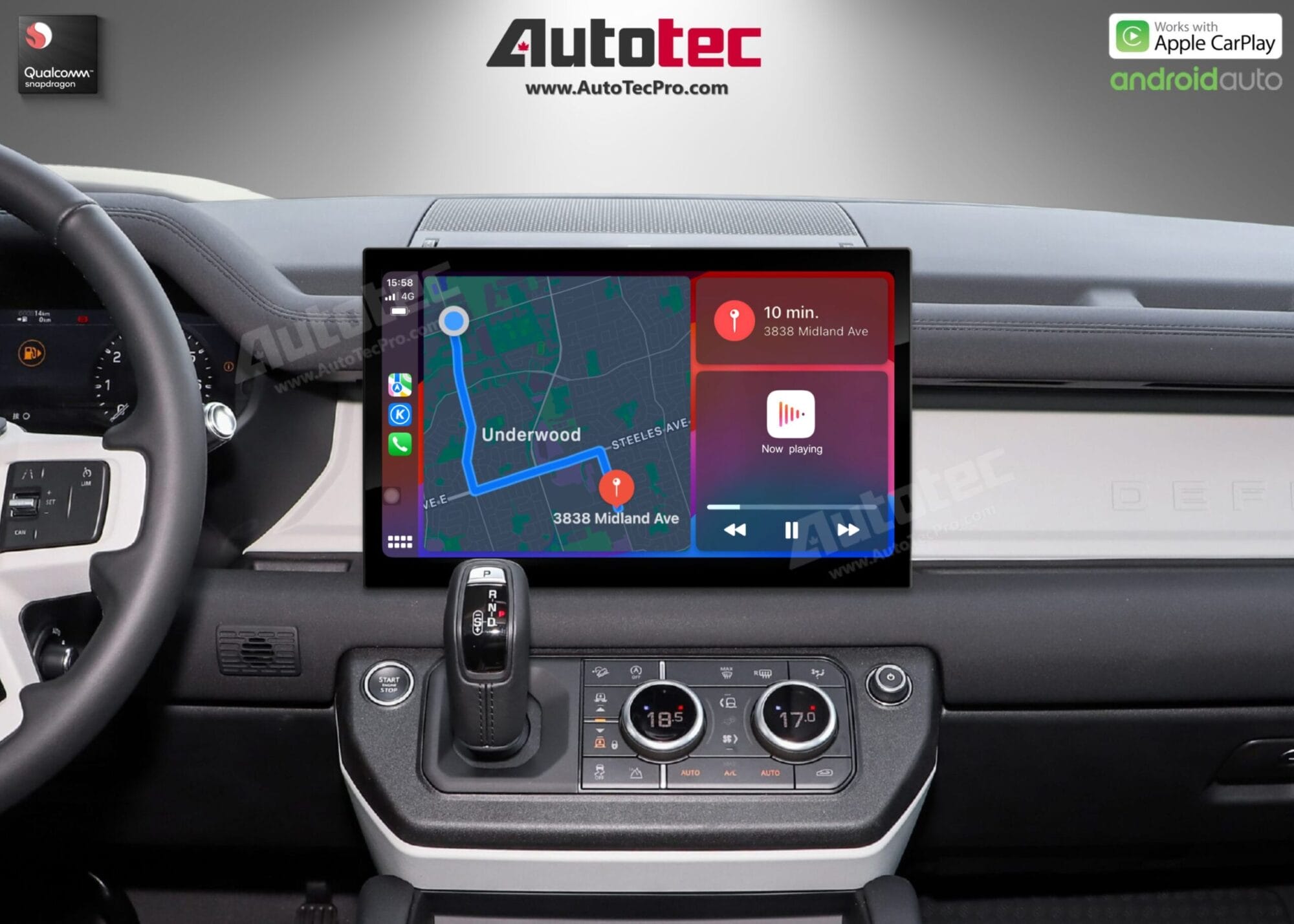 Land Rover Defender (2018 – 2024) 13.3″ HD IPS Touch-Screen Navigation & Infotainment System | Android 14 | GPS | BT | Wifi | CarPlay | PIVI | 4G LTE