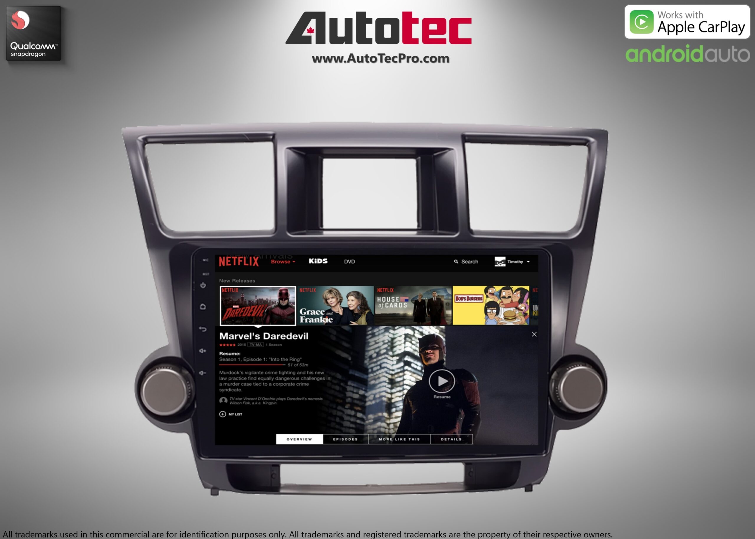 Toyota Highlander (2008 – 2013) 10.1″ HD Touch-Screen Android Navigation System | Android 13 | GPS | BT | WiFi | Camera | CarPlay