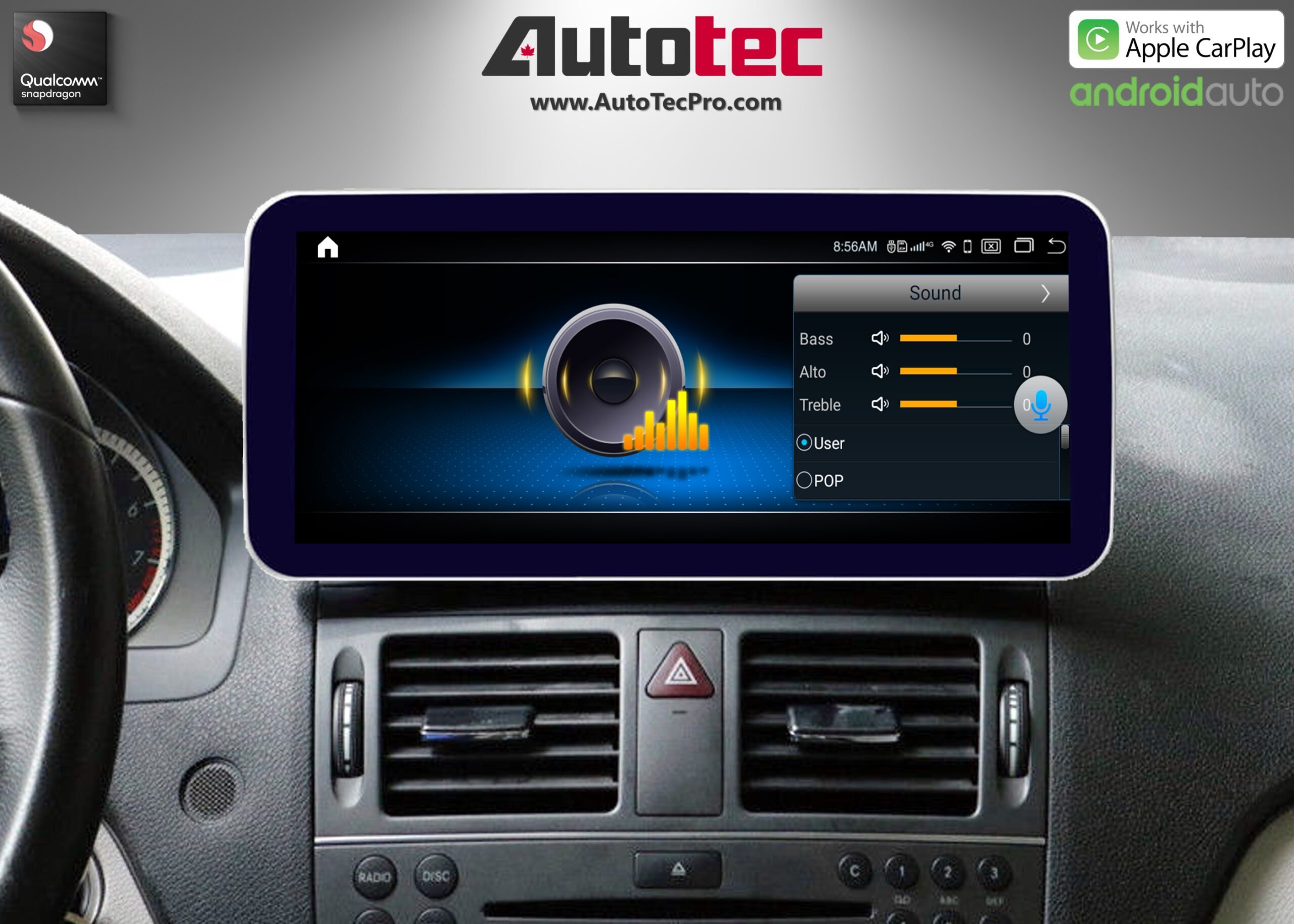 Mercedes-Benz C-Class (2007-2011 | W204) Direct-Fit 10.25″ / 12.3″ HD IPS Touch-Screen Android Navigation System | Android 14 | GPS | BT | Wifi | 4G LTE | Camera | CarPlay