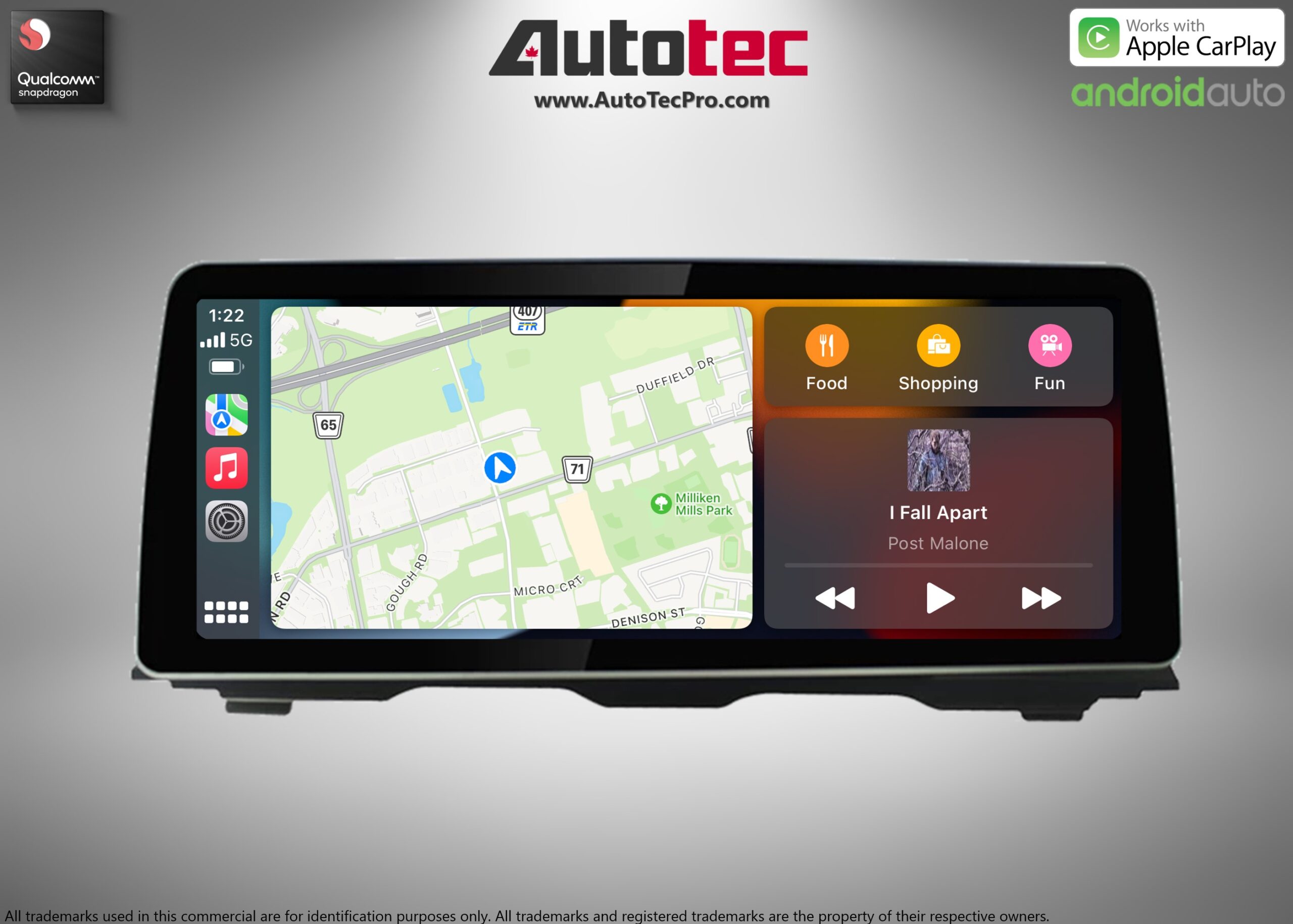 BMW 5 Series (2011 – 2018) F10 F11 OEM-FIT 12.3″ HD Touch-Screen Android Navigation System | Android 13 | GPS | BT | Wifi | 4G LTE | CarPlay