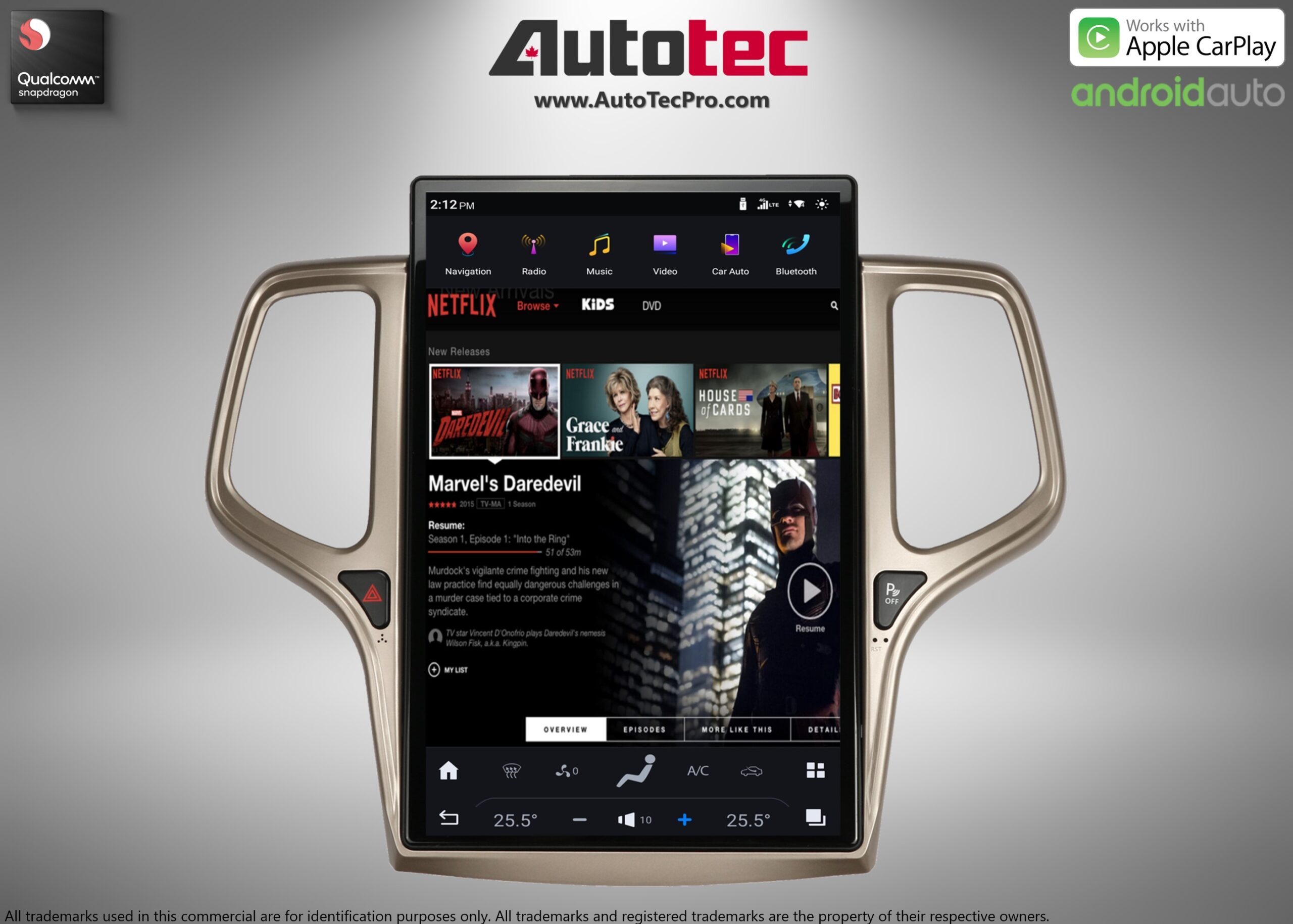 Jeep Grand Cherokee (2014 – 2021) 14.4″ IPS QHD 2K Touch-Screen Android Navigation System | Android 13 | GPS | BT | Wifi | CarPlay | Android Auto | 4G LTE