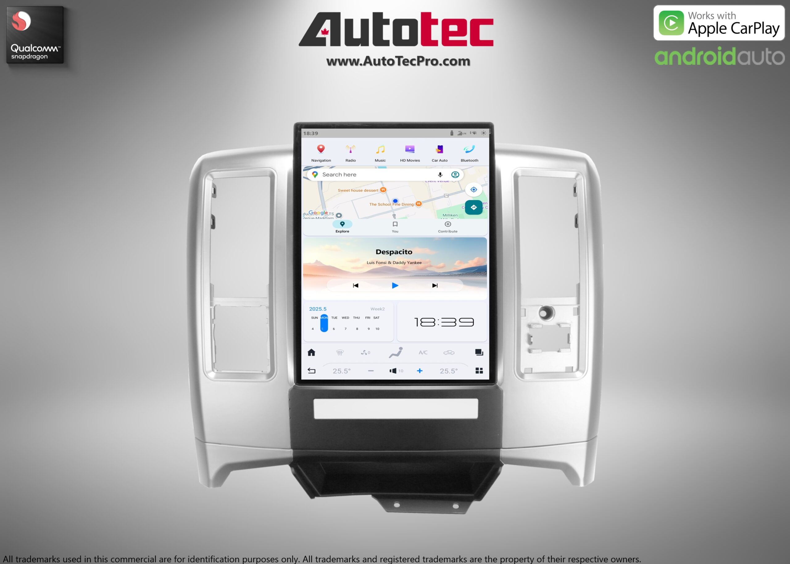 Dodge RAM (2009 – 2012) 13.8″ HD Tesla-Style Navigation & Infotainment System | Android 13 | GPS | BT | Wifi | CarPlay | Android Auto | 4G LTE