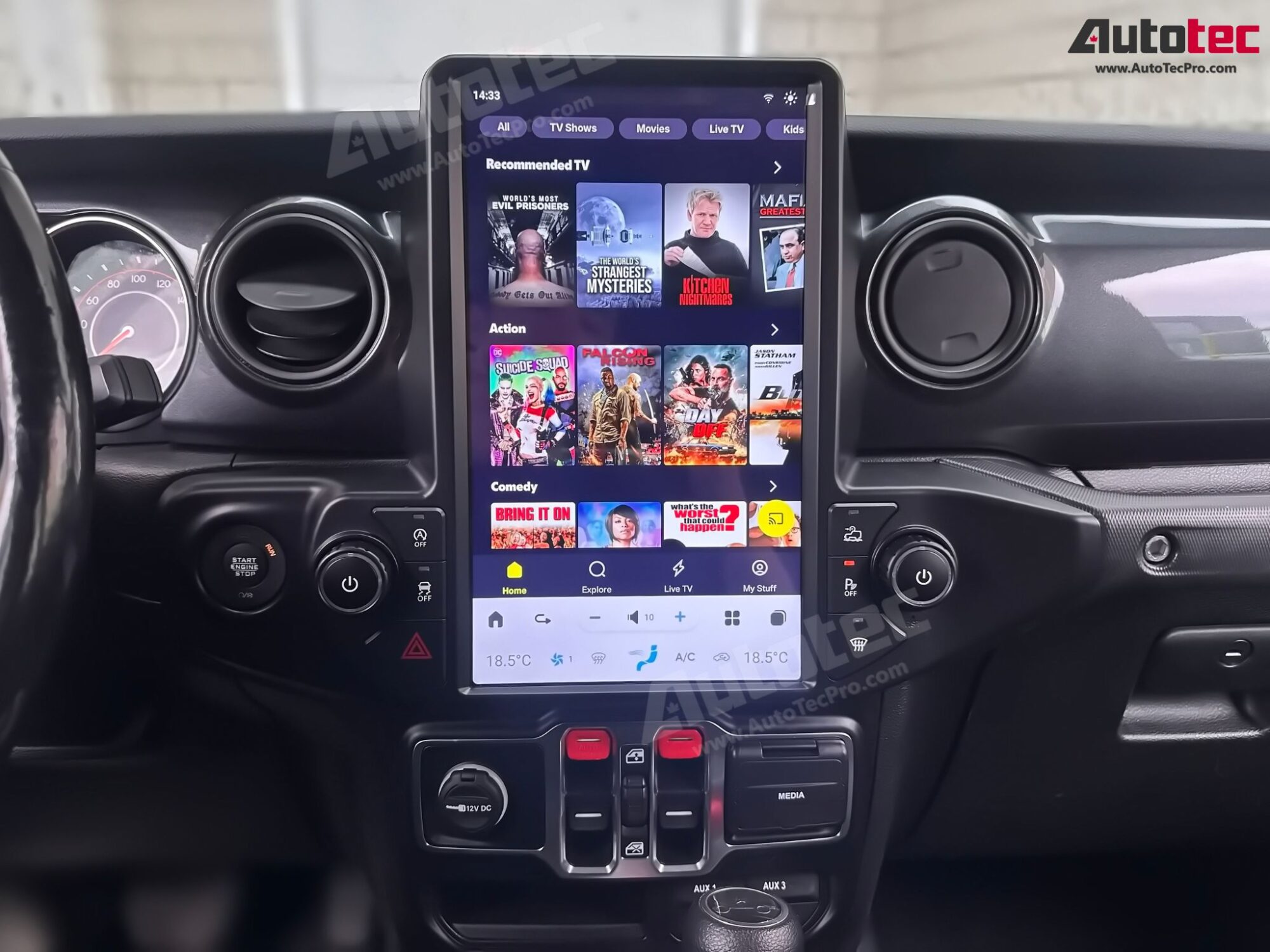 Jeep Wrangler (2018 – 2023) 13.6″ IPS HD Touch-Screen Navigation & Infotainment System | Android 13 | GPS | BT | Wifi | CarPlay