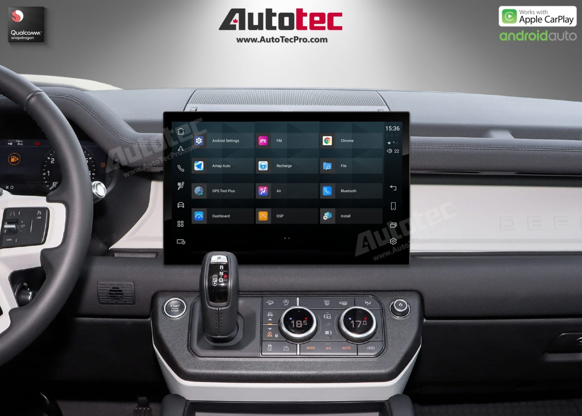 Land Rover Defender (2018 – 2024) 13.3″ HD IPS Touch-Screen Navigation & Infotainment System | Android 14 | GPS | BT | Wifi | CarPlay | PIVI | 4G LTE