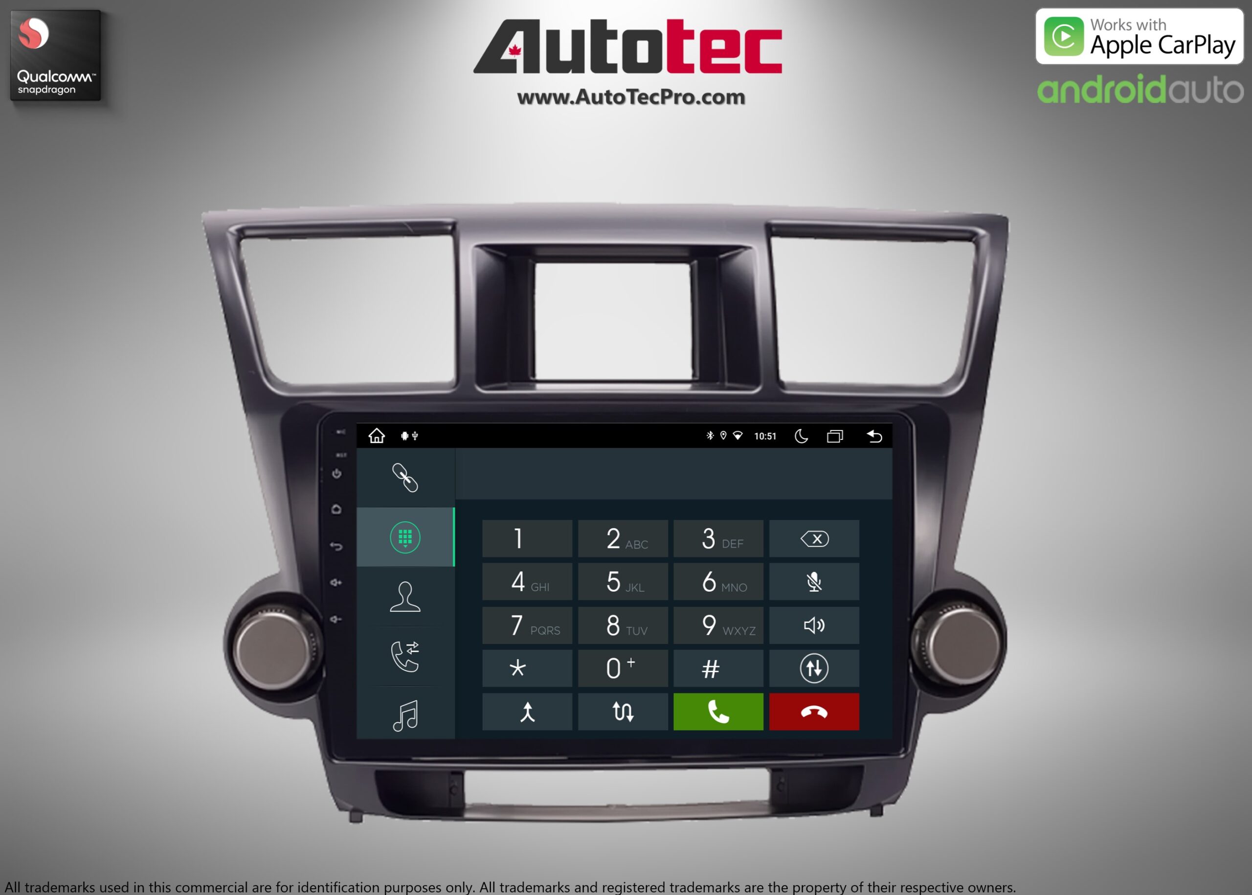 Toyota Highlander (2008 – 2013) 10.1″ HD Touch-Screen Android Navigation System | Android 13 | GPS | BT | WiFi | Camera | CarPlay