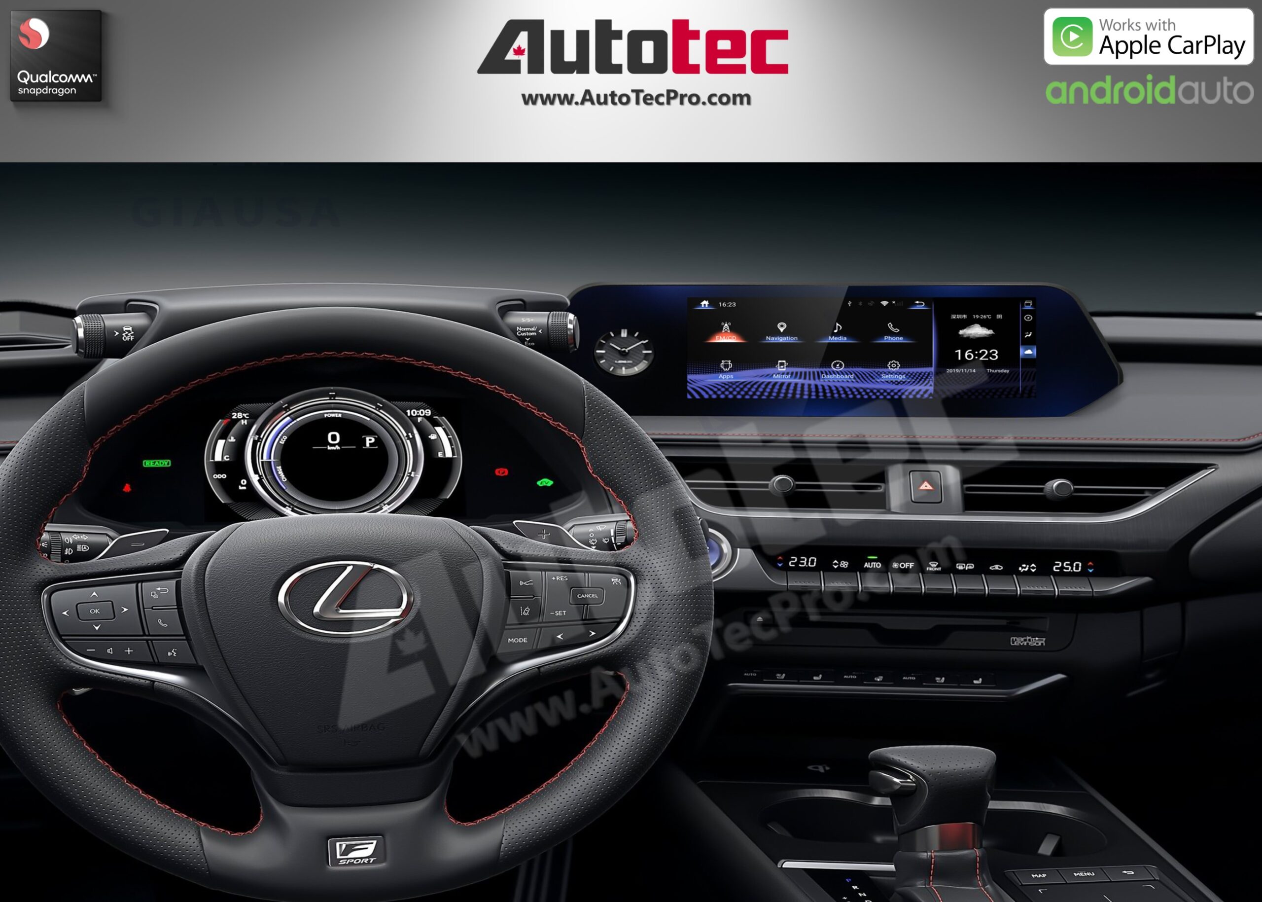 Lexus UX ( 2019- 2021 ) 10.25″ HD Touch-Screen Navigation & Infotainment System | Android 13 | GPS | BT | Wifi | A2DP | CarPlay