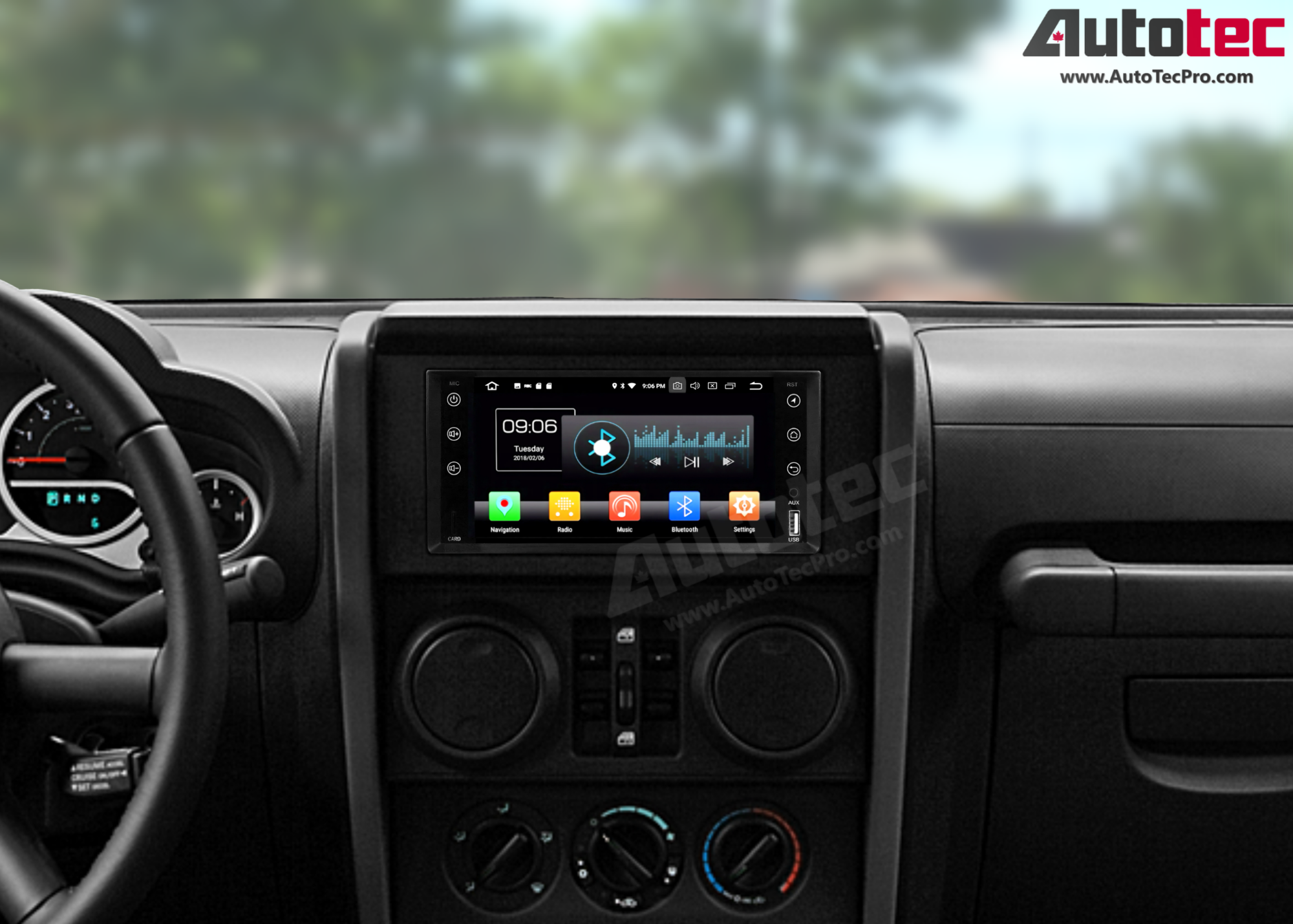 Jeep Wrangler (2007 – 2018) OEM FIT 7″ HD Touch-Screen Android Navigation System | Android 14 | GPS | BT | Wifi | CarPlay | Camera