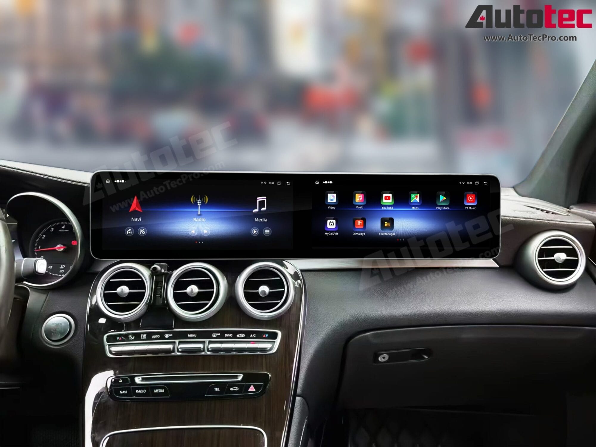 Mercedes-Benz C-Class / GLC (2015 – 2022) 12.3″ HD IPS Dual Touch-Screen Android Navigation & Infotainment System | Android 14 | GPS | BT | Wifi | 4G LTE | CarPlay
