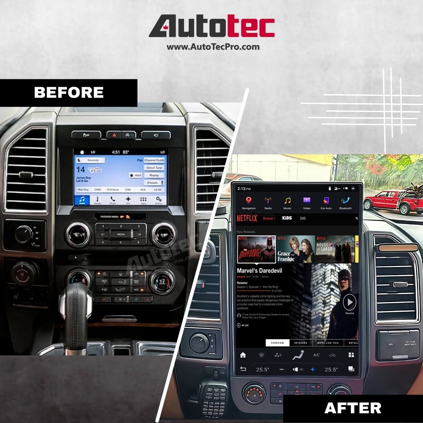 Ford F150 F250 F350 F450 (2015 – 2021) 17″ IPS HD Touch-Screen Navigation & Infotainment System | Android 13 | GPS | BT | Wifi | CarPlay | SYNC | 4G LTE