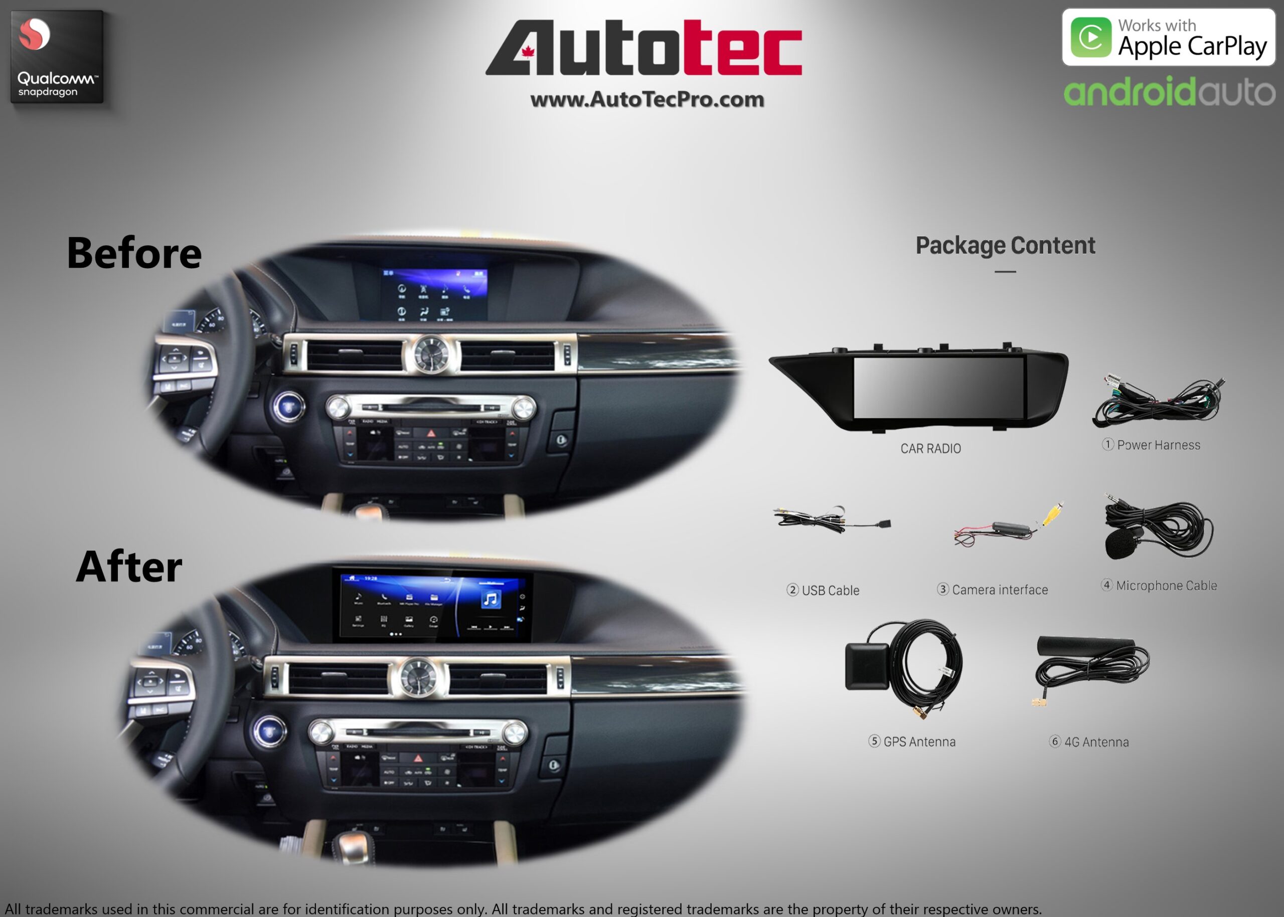 Lexus GS ( 2012- 2019 ) 12.3″ HD Touch-Screen Navigation & Infotainment System | Android 13 | GPS | BT | Wifi | A2DP | CarPlay