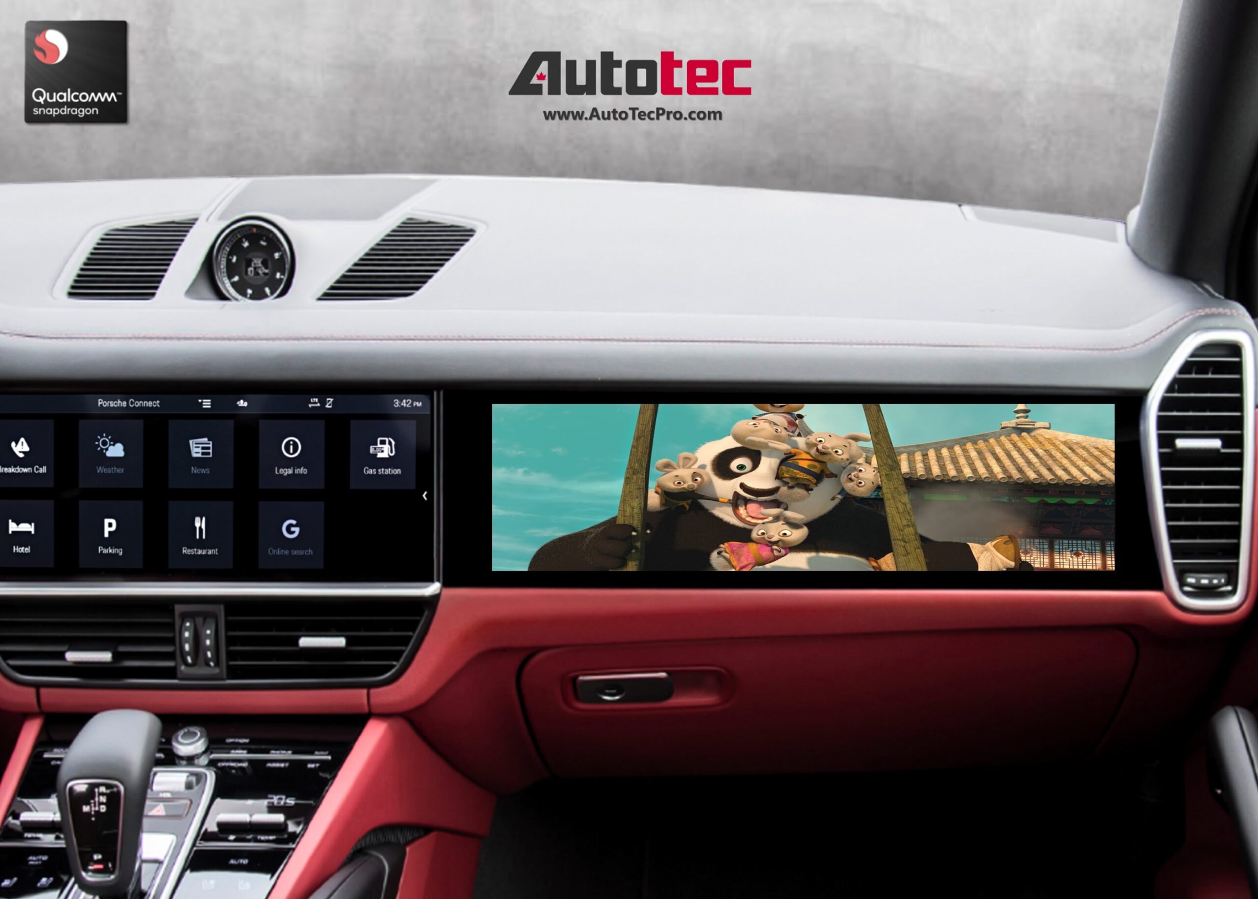 Porsche Cayenne (2017 – 2023) 15″ HD IPS Passenger Side Display | Video In Motion | WiFi | 4G LTE | CarPlay | Android Auto | Plug & Play