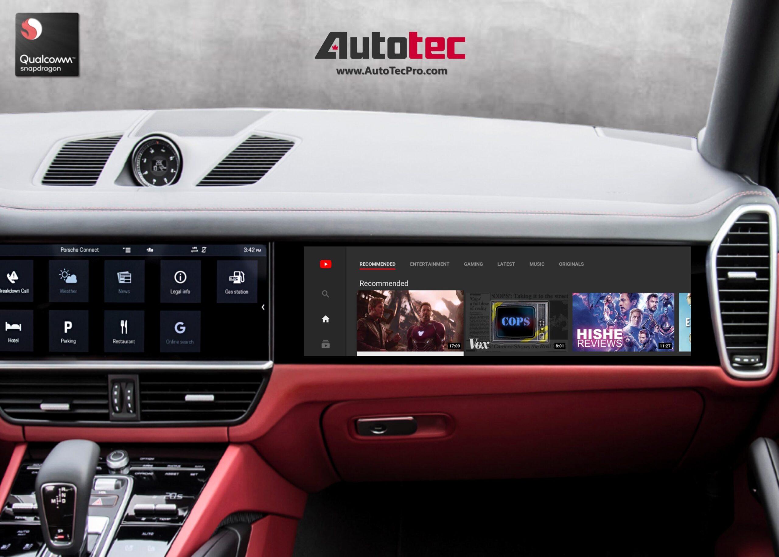 Porsche Cayenne (2017 – 2023) 15″ HD IPS Passenger Side Display | Video In Motion | WiFi | 4G LTE | CarPlay | Android Auto | Plug & Play