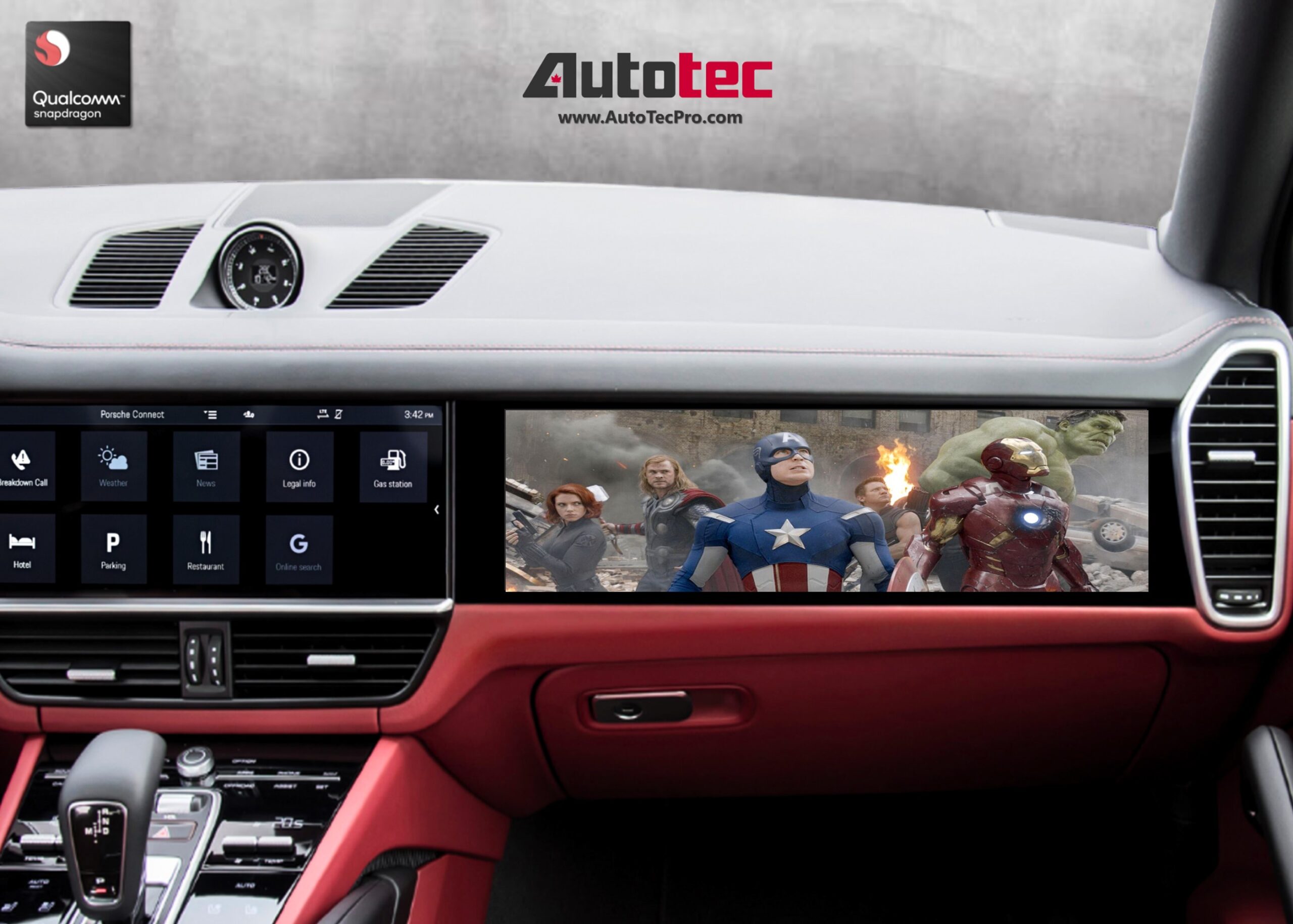 Porsche Cayenne (2017 – 2023) 15″ HD IPS Passenger Side Display | Video In Motion | WiFi | 4G LTE | CarPlay | Android Auto | Plug & Play