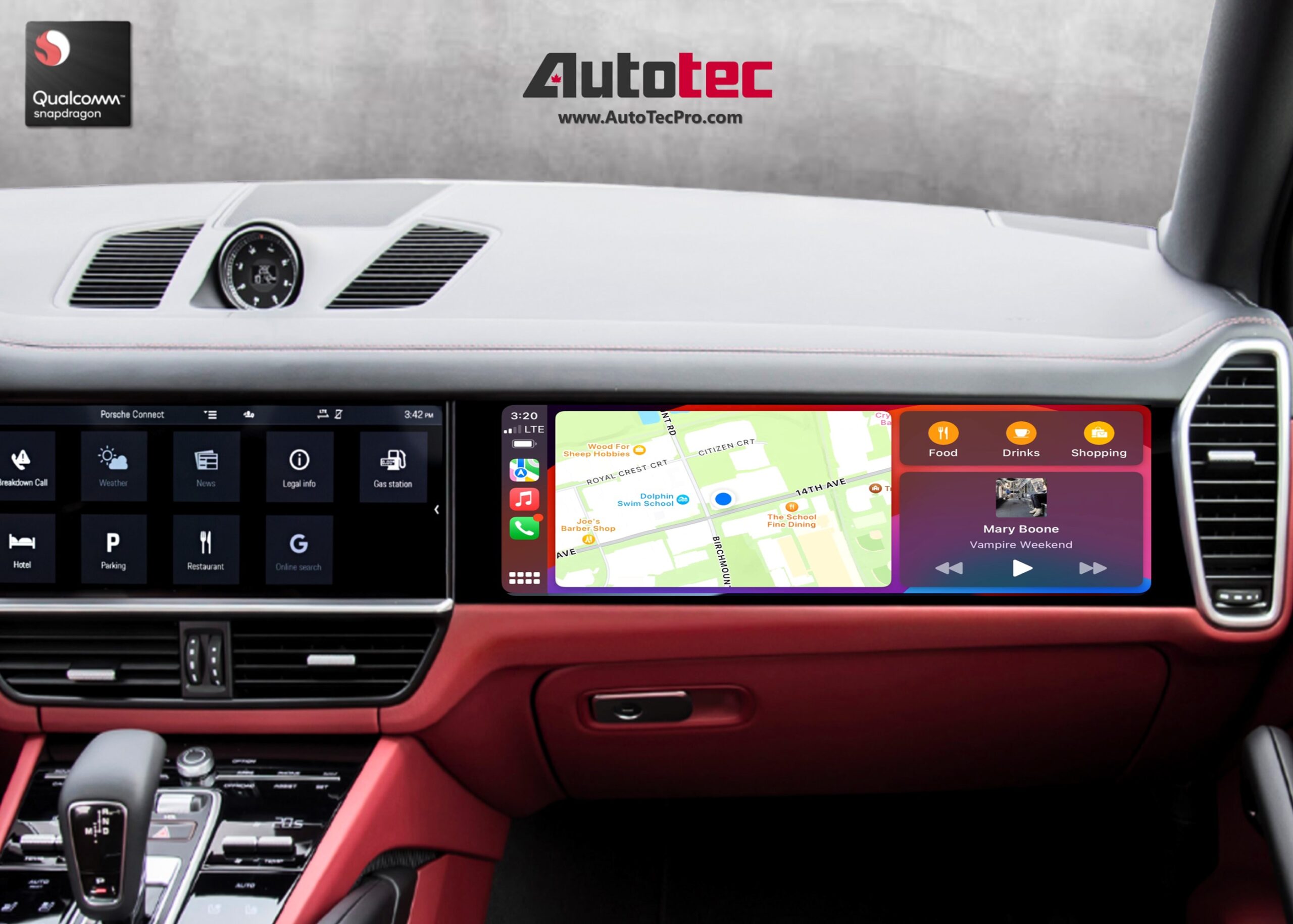 Porsche Cayenne (2017 – 2023) 15″ HD IPS Passenger Side Display | Video In Motion | WiFi | 4G LTE | CarPlay | Android Auto | Plug & Play