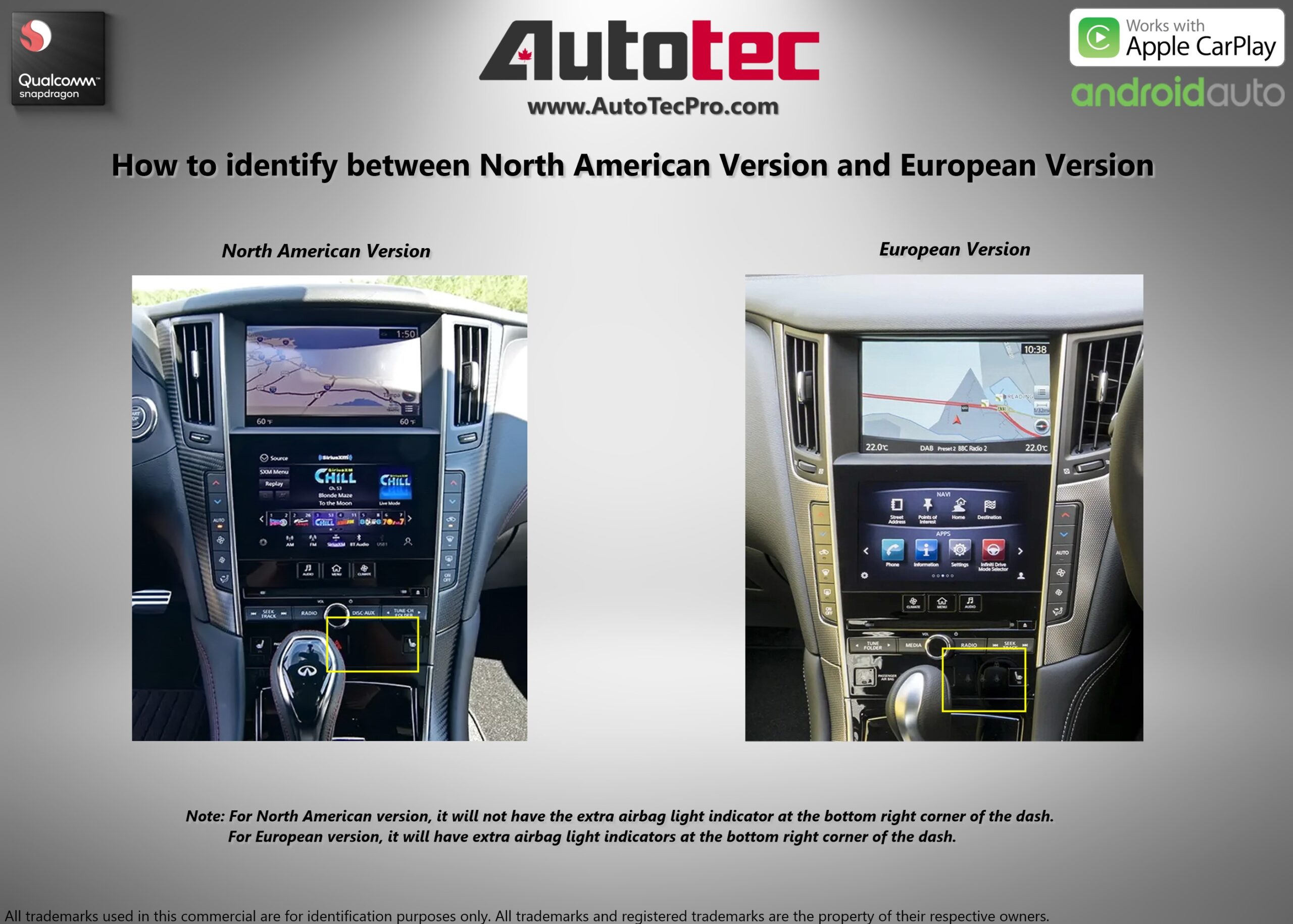 Infiniti Q50 / Q60 (2020 – 2023) 13.6″ (Mark 7) IPS HD 1080P Touch-Screen Navigation & Infotainment System | Android 13 | GPS | BT | Wifi | 4G LTE | CarPlay