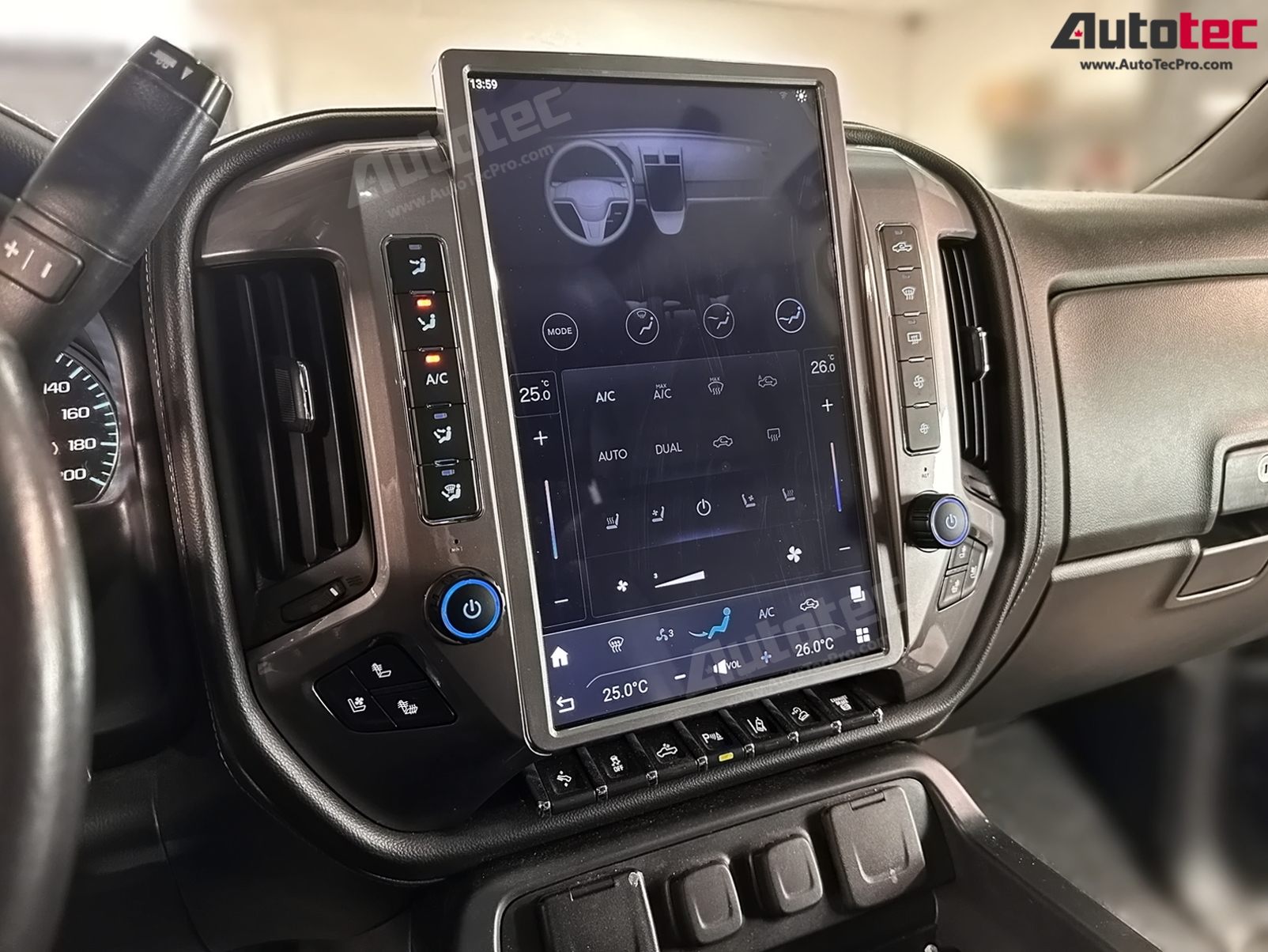 Chevrolet Silverado / GMC Sierra (2014 – 2019) 15.6″ IPS QHD 2K Touch-Screen Navigation & Infotainment System | Android 13 | GPS | BT | Wifi | CarPlay | Onstar | DSP | 4G LTE