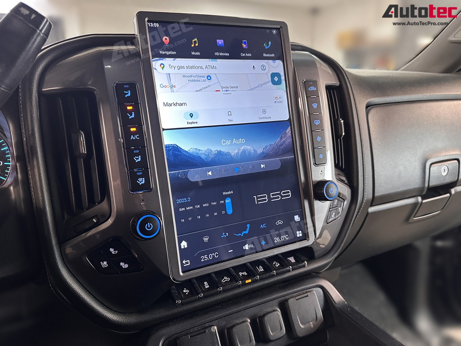 Chevrolet Silverado / GMC Sierra (2014 – 2019) 15.6″ IPS QHD 2K Touch-Screen Navigation & Infotainment System | Android 13 | GPS | BT | Wifi | CarPlay | Onstar | DSP | 4G LTE