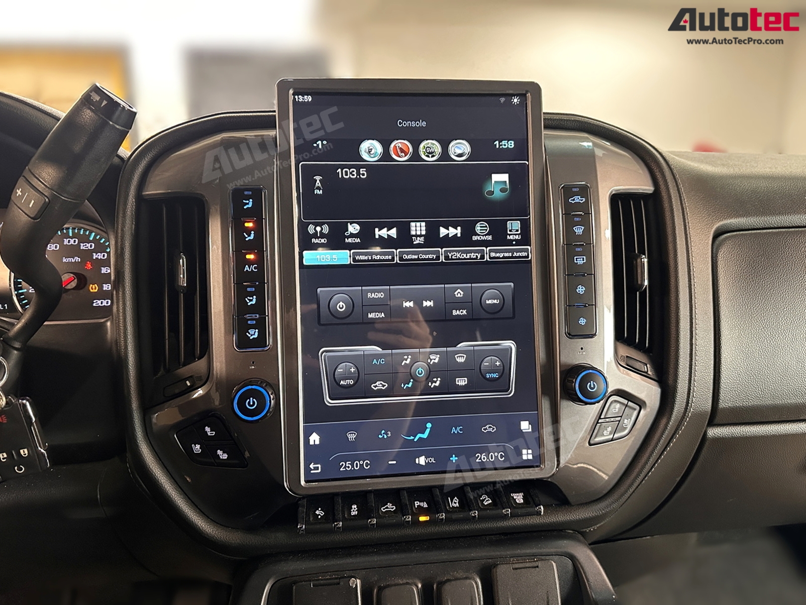 Chevrolet Silverado / GMC Sierra (2014 – 2019) 15.6″ IPS QHD 2K Touch-Screen Navigation & Infotainment System | Android 13 | GPS | BT | Wifi | CarPlay | Onstar | DSP | 4G LTE