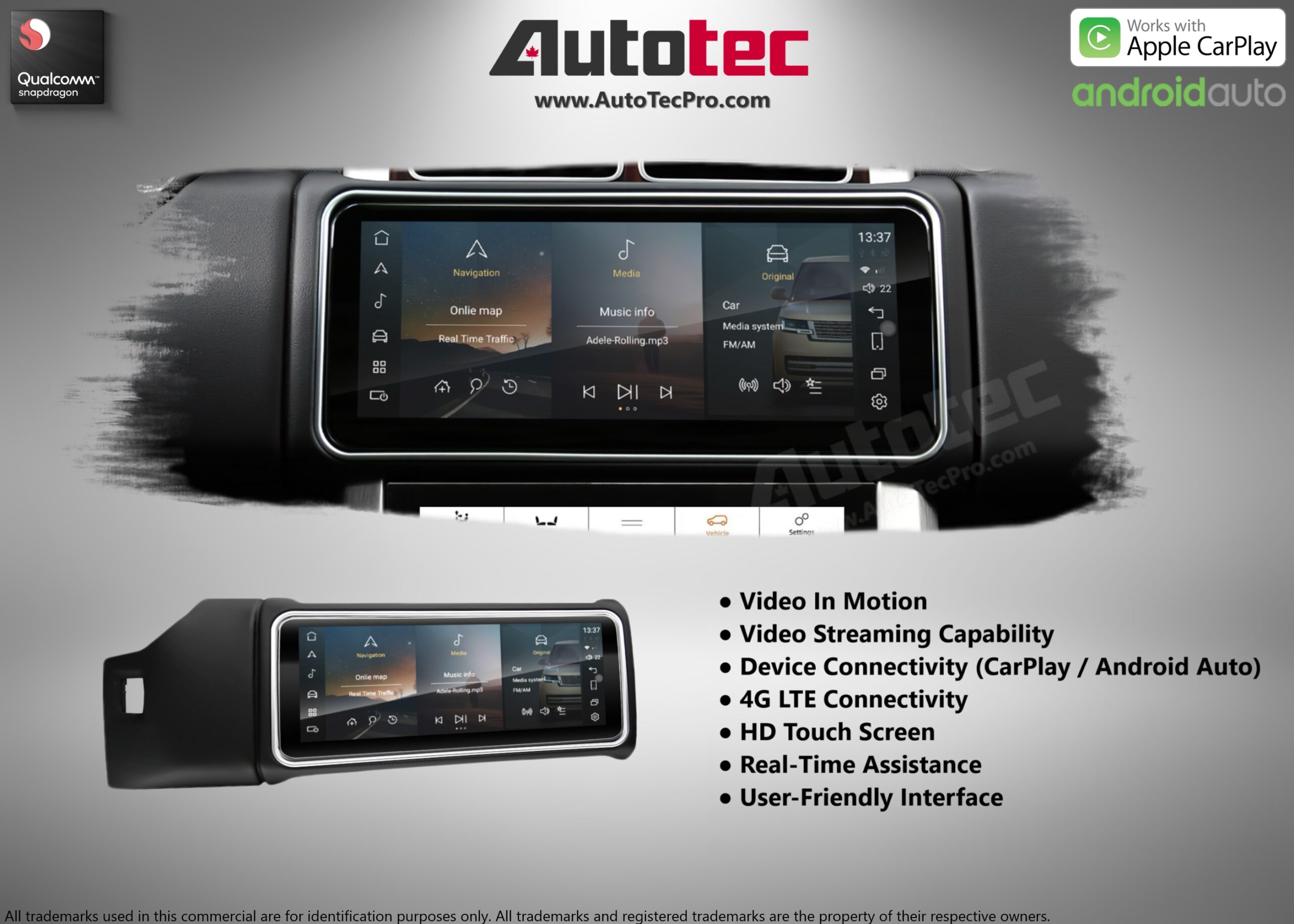 Land Rover Range Rover Sport (2014 – 2017) 12.3″ HD IPS Touch-Screen Navigation & Infotainment System | Android 13 | GPS | BT | Wifi | CarPlay | Bosch | Harman | 4G LTE
