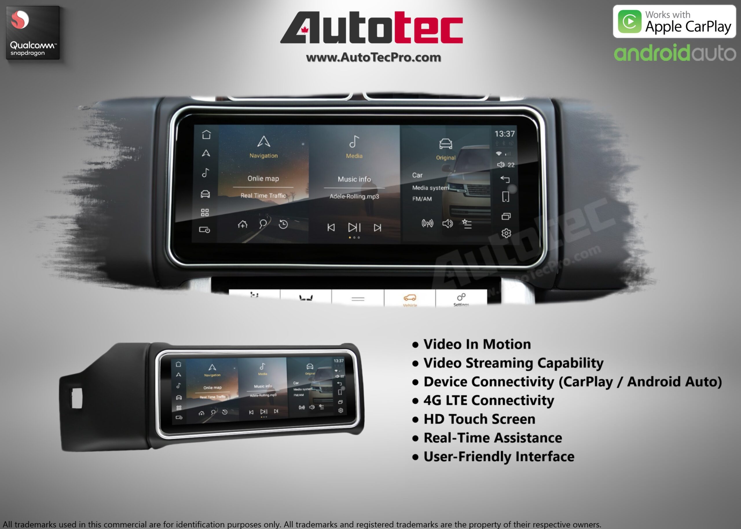 Land Rover Range Rover Vogue (2013 – 2017) 12.3″ HD IPS Touch-Screen Navigation & Infotainment System | Android 13 | GPS | BT | Wifi | CarPlay | Bosch | Harman | 4G LTE