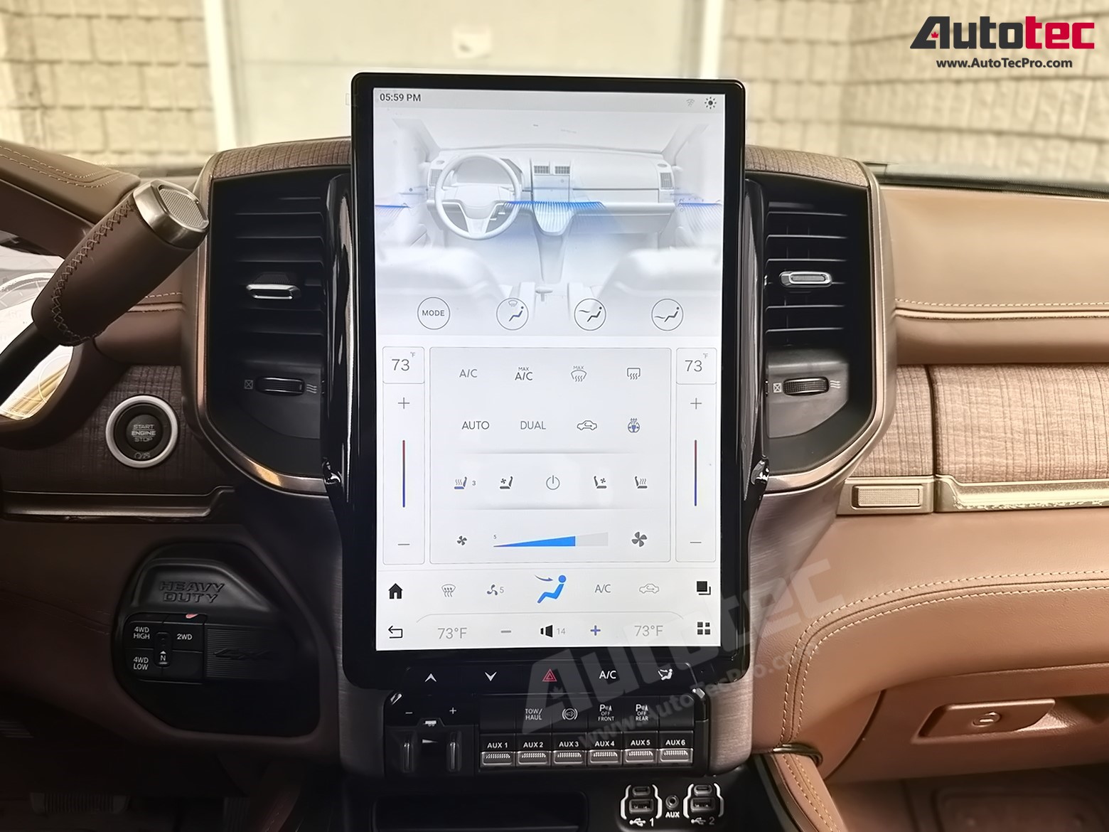 Dodge RAM (2019 – 2024) 14.4″ IPS QHD 2K Touch-Screen Android Navigation System | Android 13 | GPS | BT | Wifi | CarPlay | Android Auto | 4G LTE