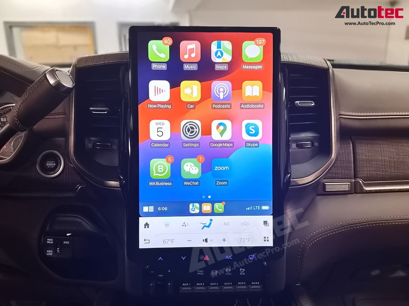 Dodge RAM (2019 – 2024) 14.4″ IPS QHD 2K Touch-Screen Android Navigation System | Android 13 | GPS | BT | Wifi | CarPlay | Android Auto | 4G LTE