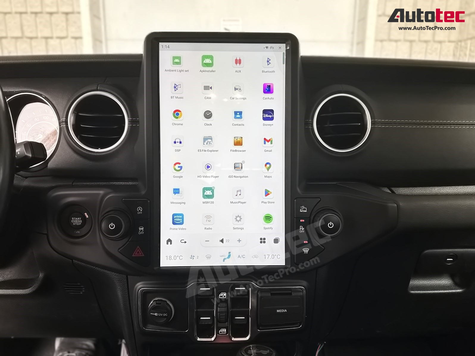 Jeep Wrangler (2018 – 2023) 13.6″ IPS HD Touch-Screen Navigation & Infotainment System | Android 13 | GPS | BT | Wifi | CarPlay