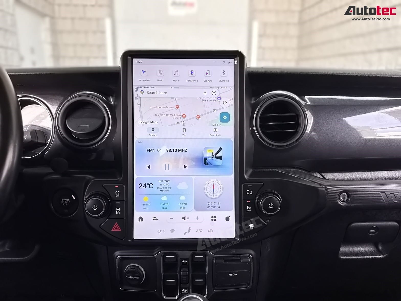 Jeep Wrangler (2018 – 2023) 13.6″ IPS HD Touch-Screen Navigation & Infotainment System | Android 13 | GPS | BT | Wifi | CarPlay