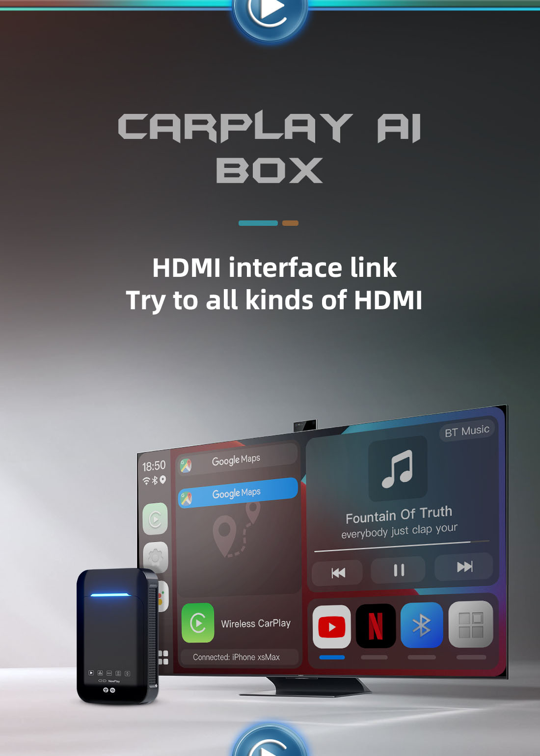 Wireless CarPlay & Android Auto Multimedia AI Box (Video In