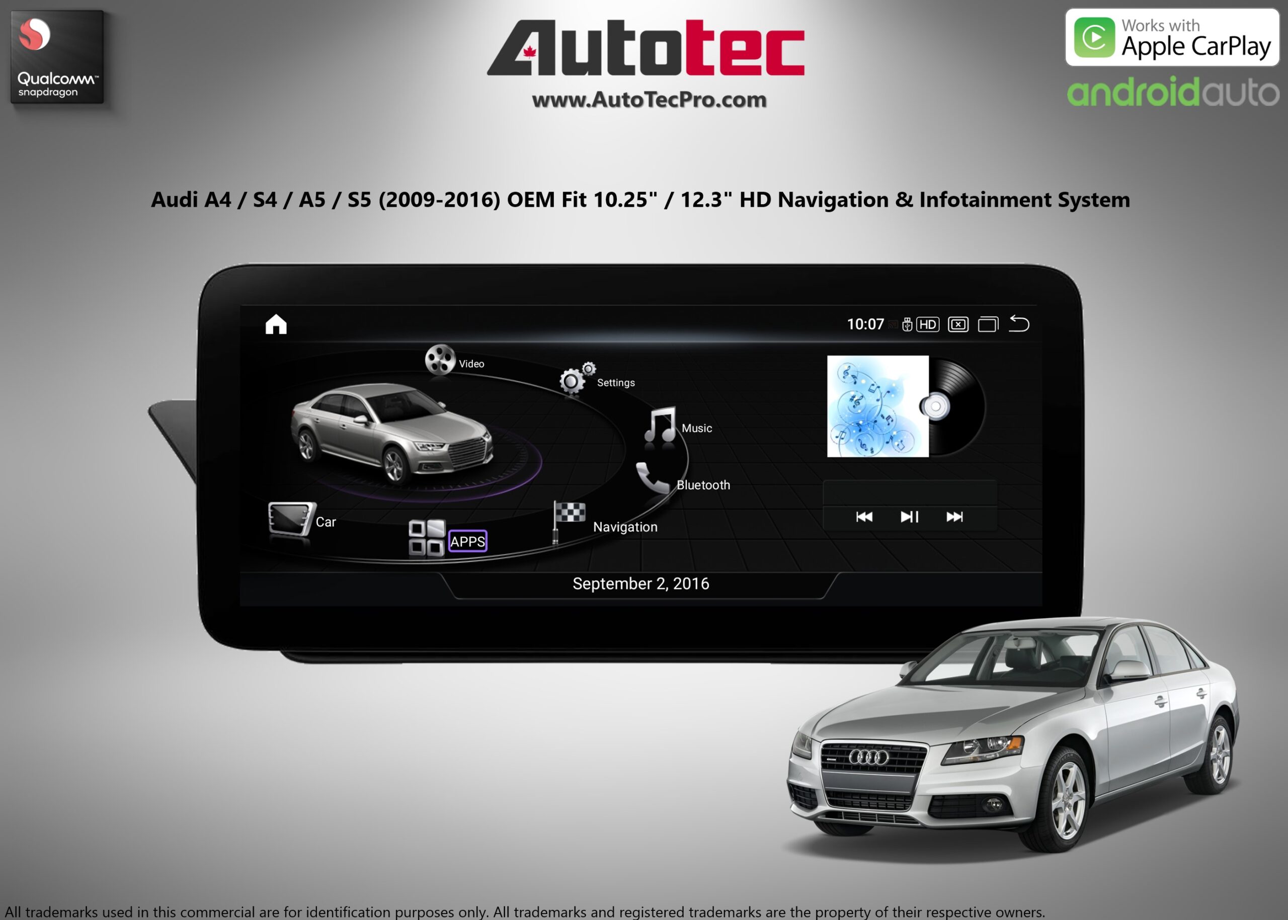 AUDI A4 / A5 (2009 – 2016) OEM FIT 10.25″ / 12.3″ HD Touch-Screen Android  Navigation System | Android 13 | GPS | BT | Wifi | Camera | CarPlay |  MMI-3G | MMI-3G+ – AutoTecPro Navigation Systems
