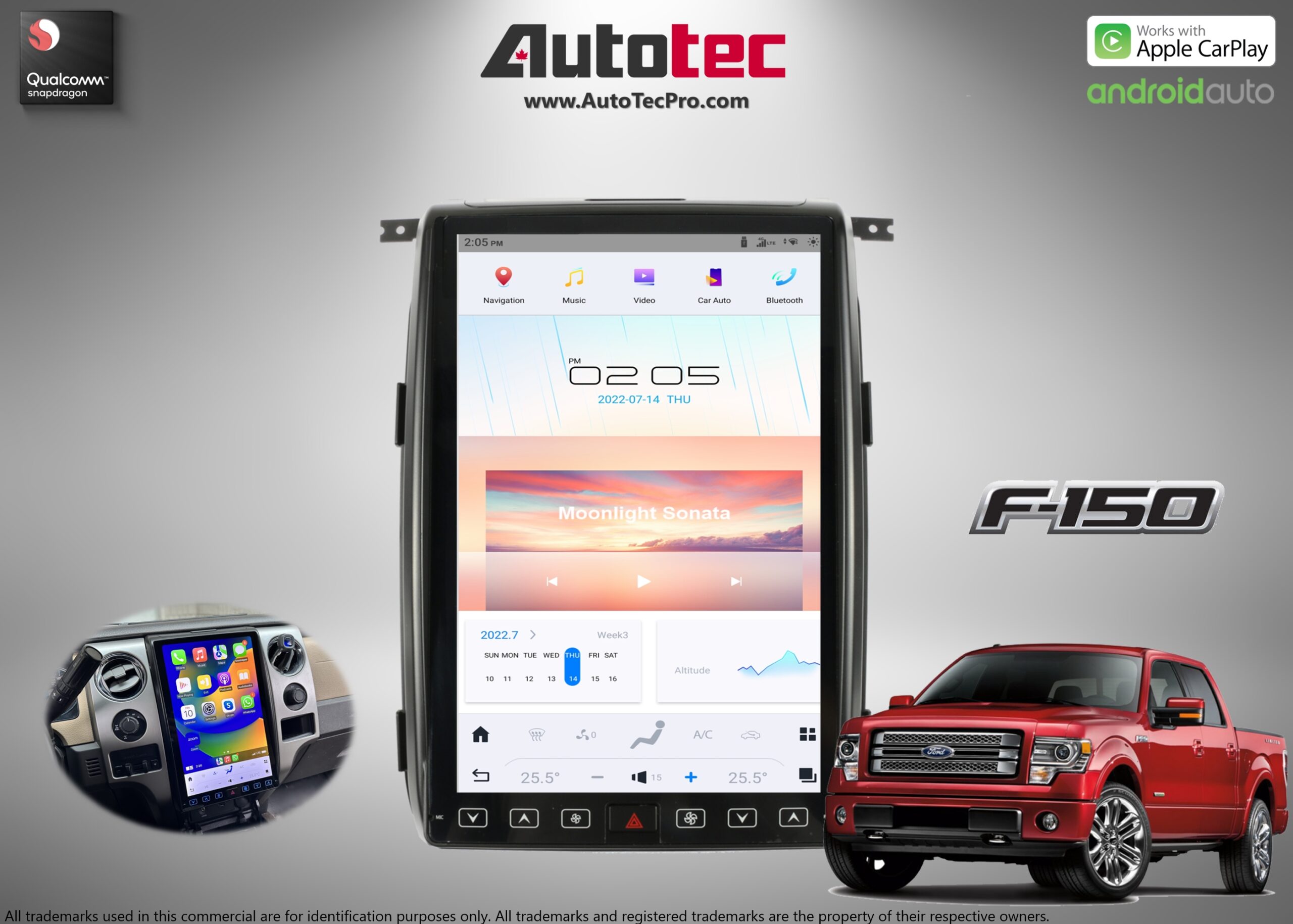 Ford F150 (2013 – 2014) 14.4″ IPS QHD 2K Touch-Screen Android Navigation System | Android 13 | GPS | BT | Wifi | CarPlay | SYNC | 4G LTE