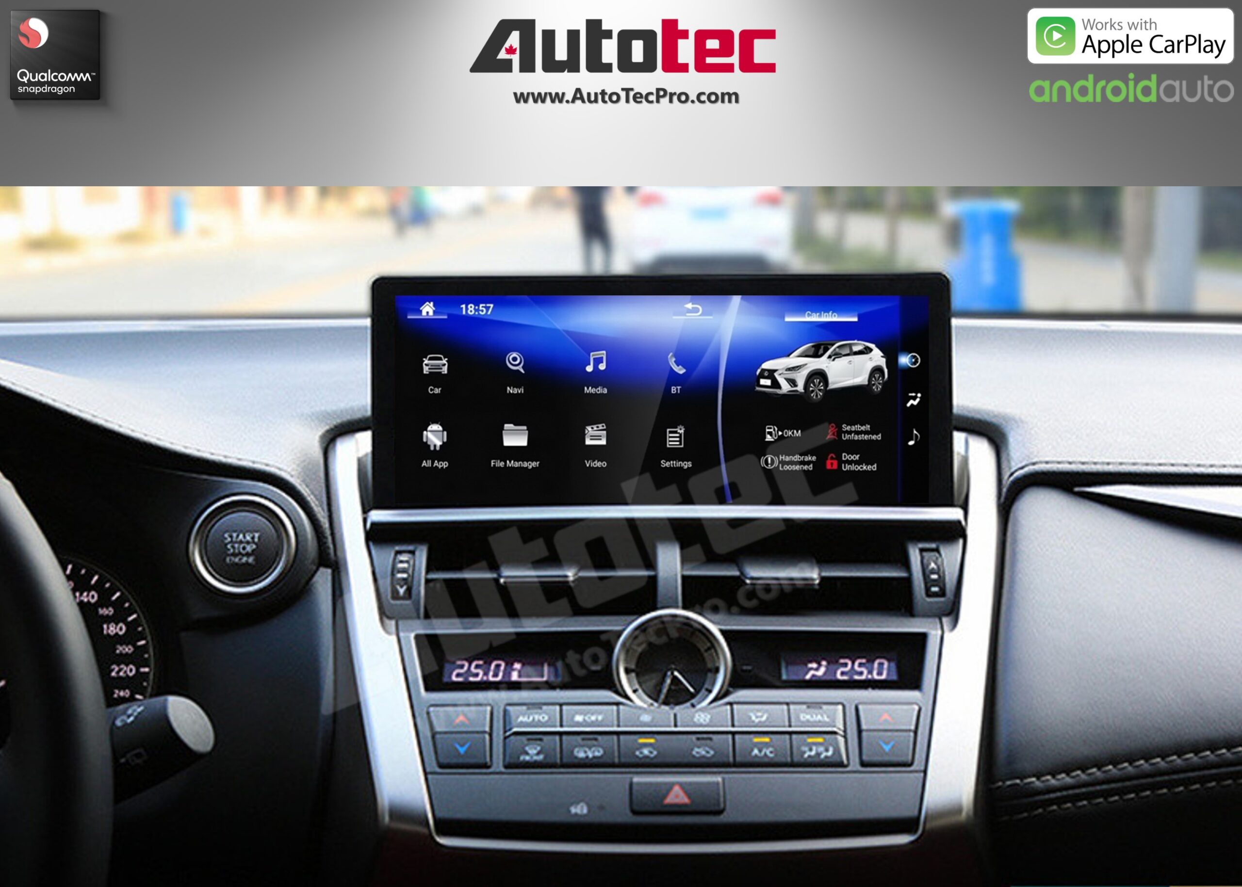 Lexus NX ( 2015- 2016 ) 10.25″ HD Touch-Screen Navigation & Infotainment System | Android 13 | GPS | BT | Wifi | A2DP | CarPlay