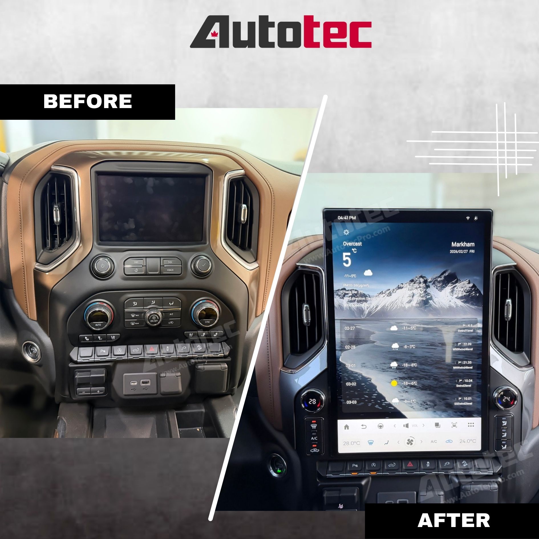 Chevrolet Silverado / GMC Sierra (2019 – 2026) 17.2″ IPS HD Touch-Screen Navigation & Infotainment System | Android 14 | GPS | BT | Wifi | CarPlay | Onstar | 4G LTE