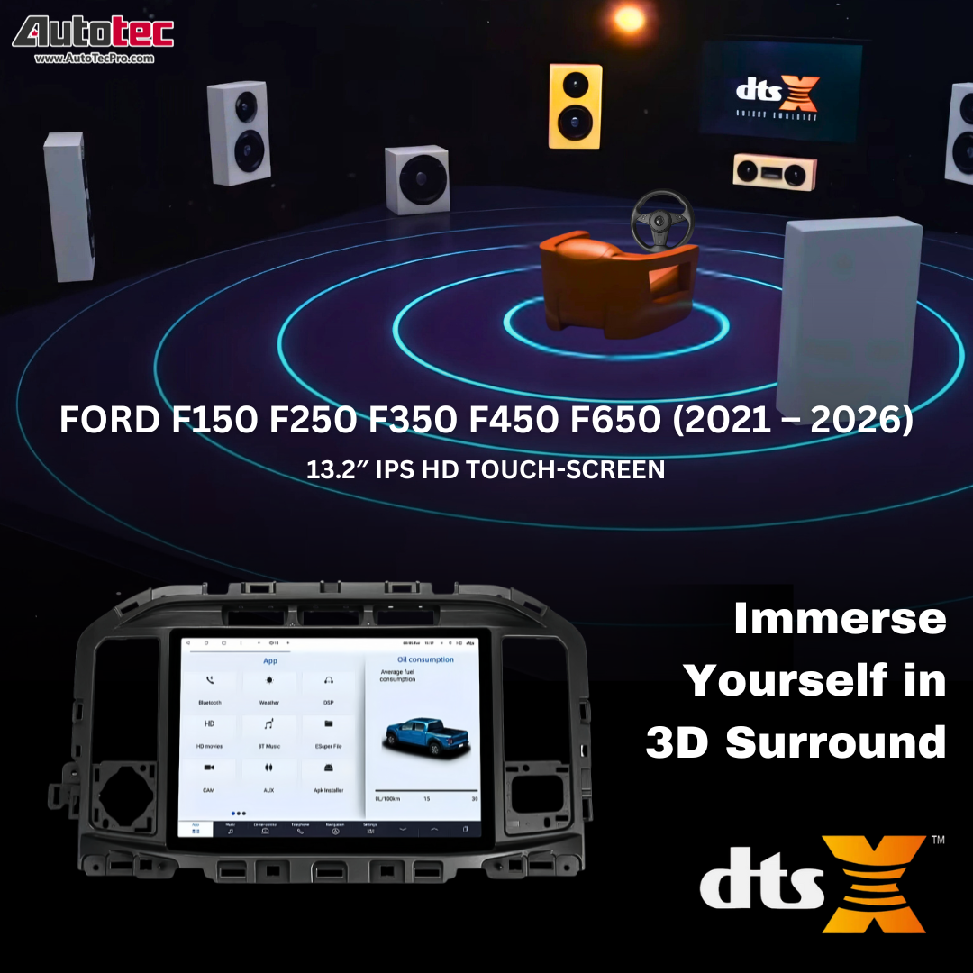 Ford F150 F250 F350 F450 F650 (2021 – 2026) 13.2″ IPS 2K QHD Touch-Screen Navigation & Infotainment System | Android 13 | GPS | BT | Wifi | CarPlay | SYNC 4 | 4G LTE