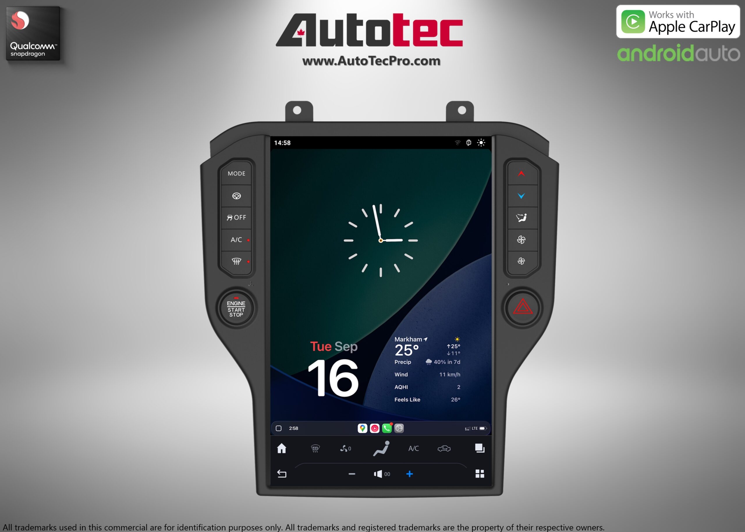 Ford Mustang (2015 – 2023) 14.4″ IPS QHD 2K Touch-Screen Android Navigation System | Android 13 | GPS | BT | Wifi | CarPlay | Android Auto | 4G LTE
